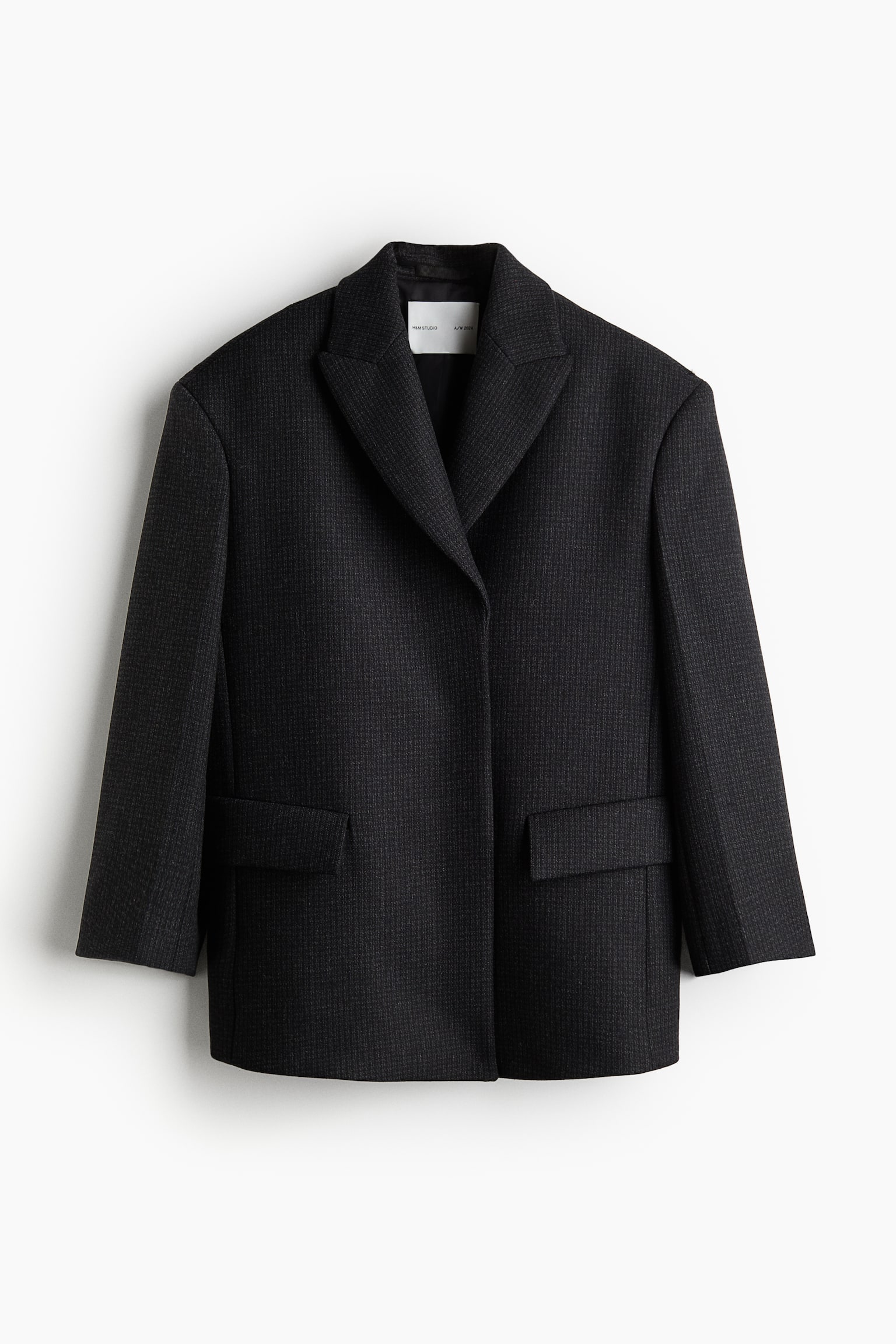 Wool-blend single-breasted blazer - Black - 2