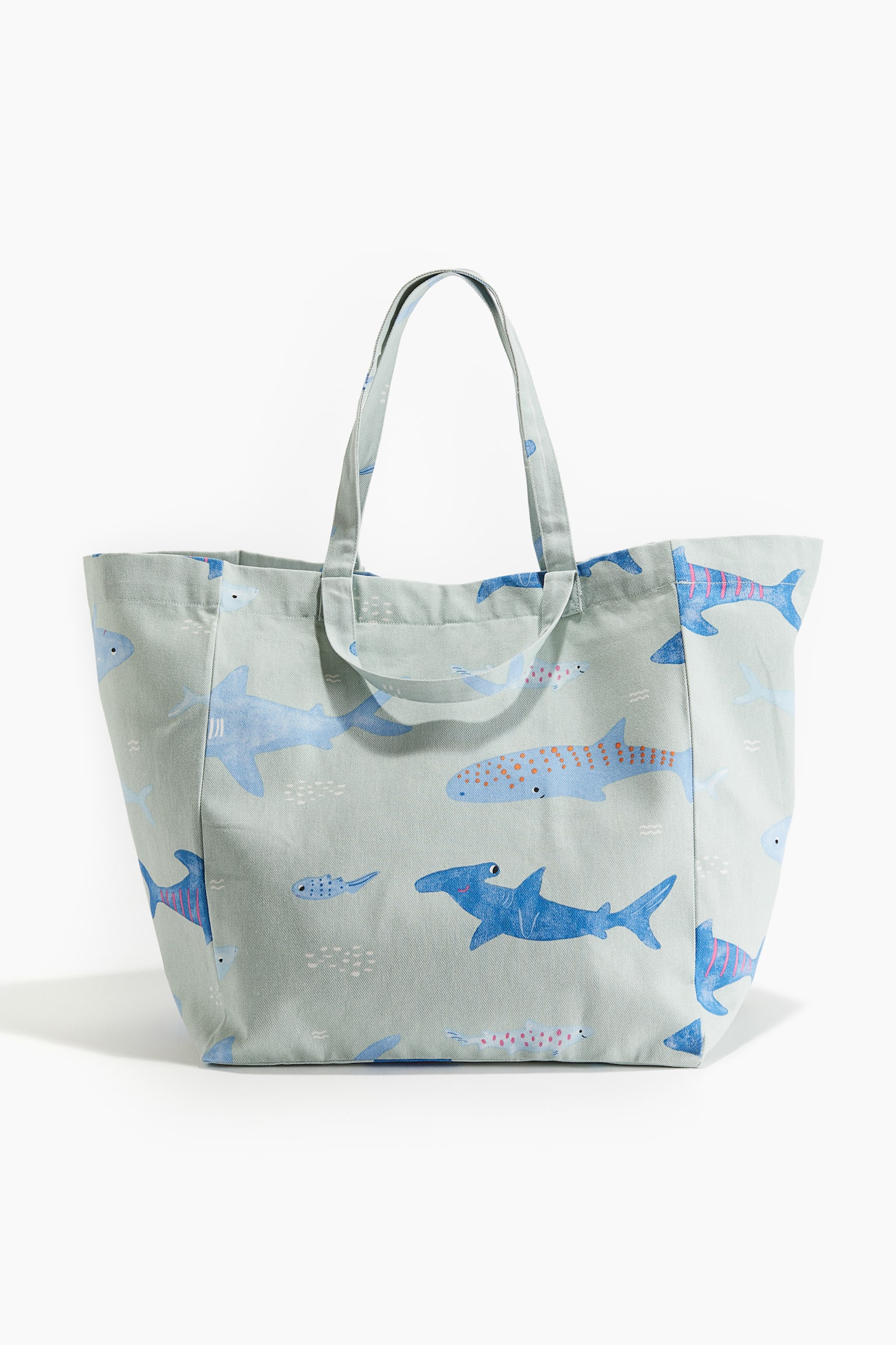 Patterned beach bag - Light green/Sharks/Light pink/Strawberries/Light yellow/Ice Cream - 1