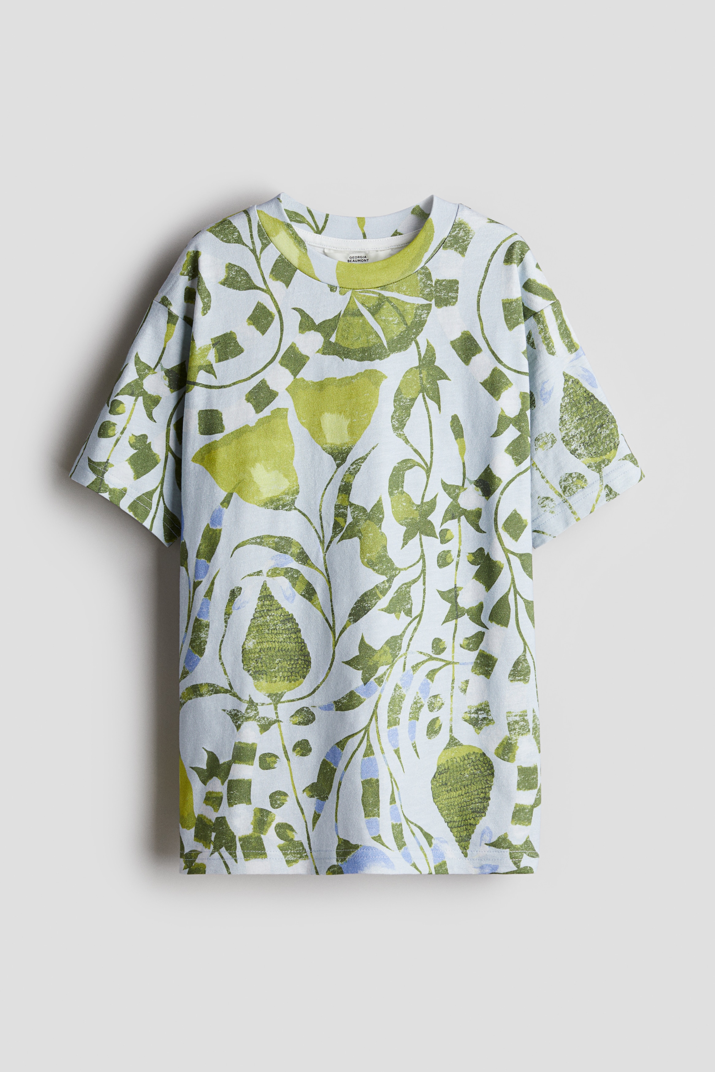 Camiseta estampada de algodón - Azul claro/Floral