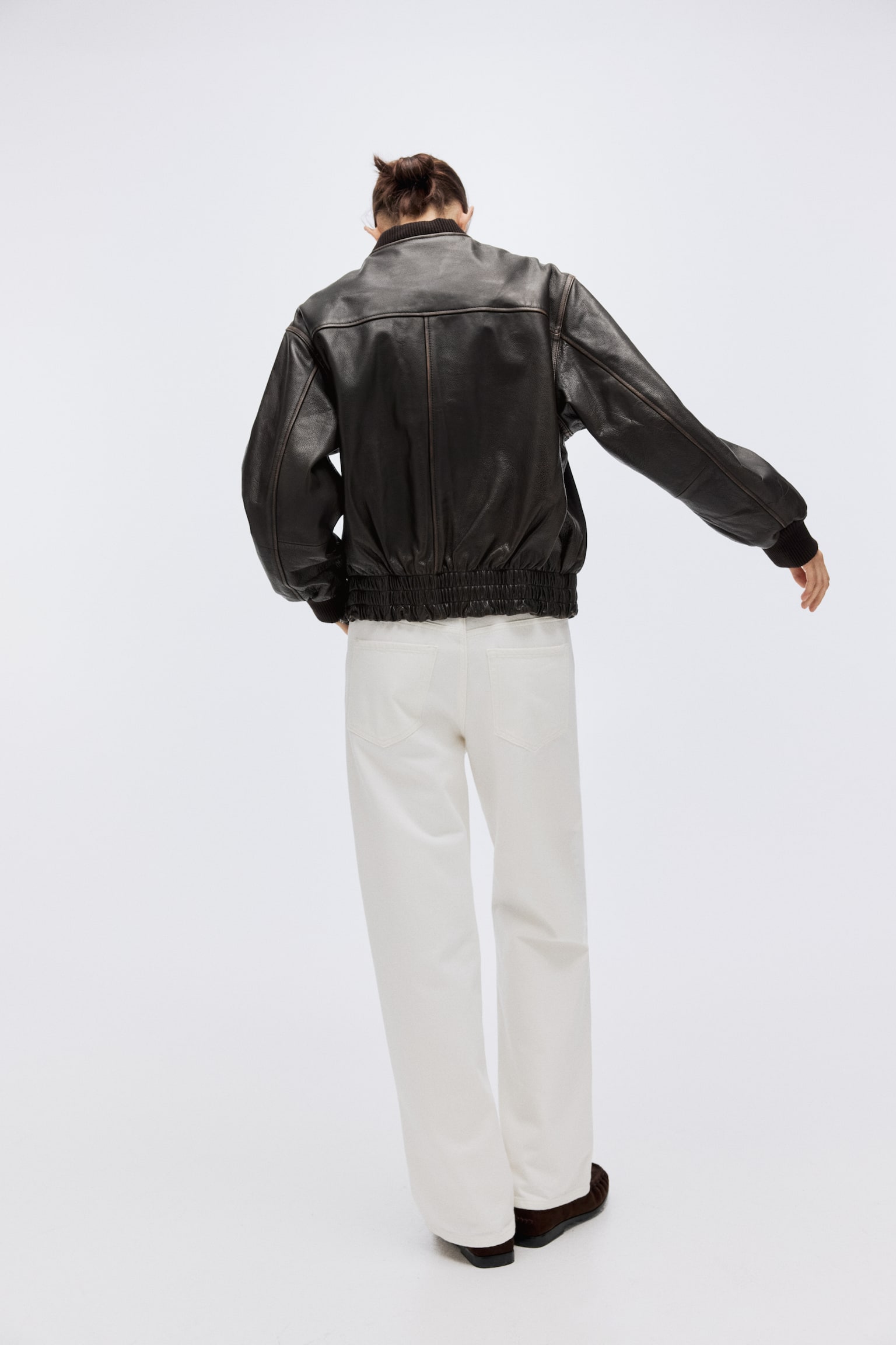 Leather bomber jacket - Dark brown - 8