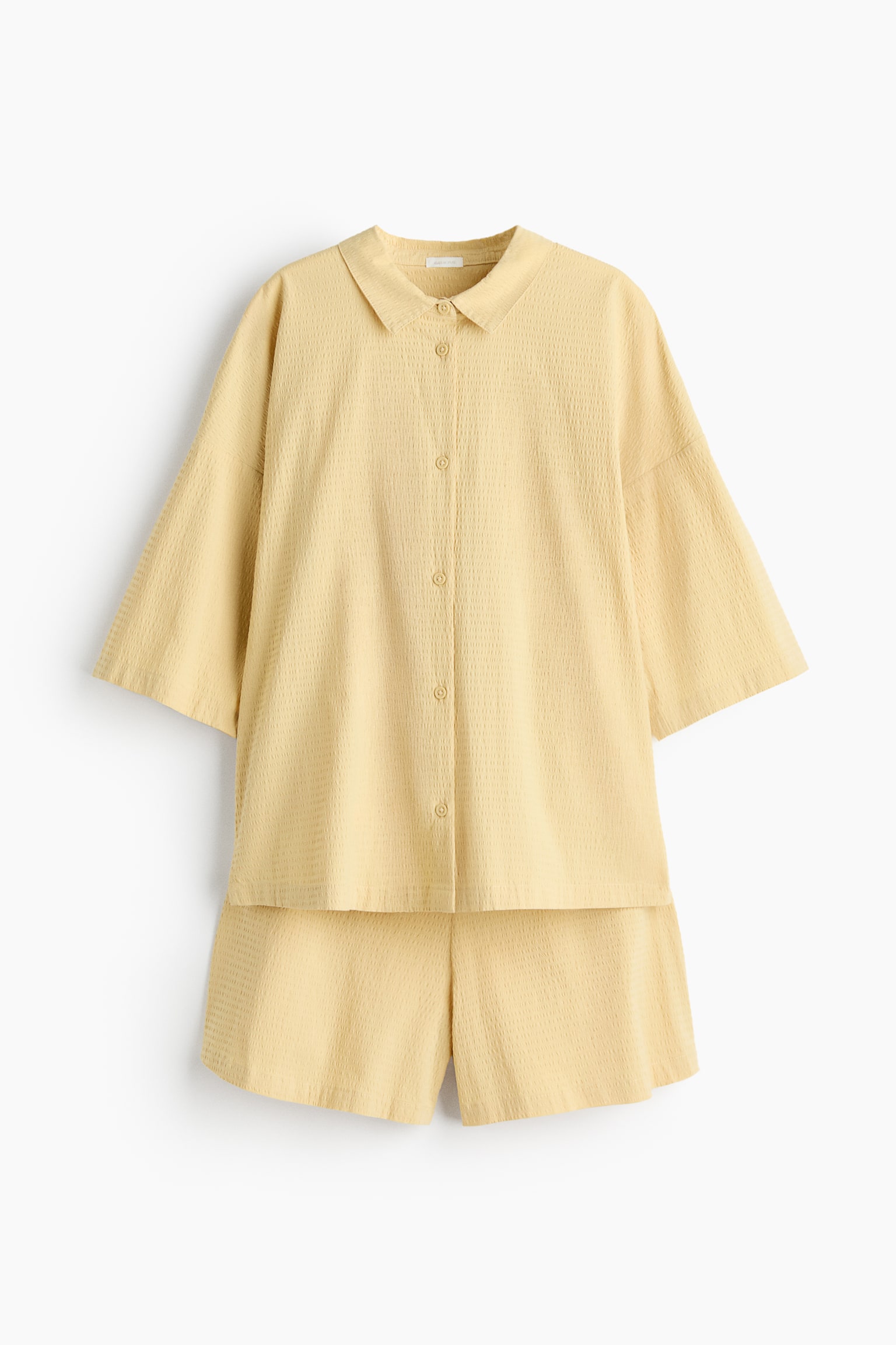 Cotton seersucker pyjamas - Yellow/White/Powder pink - 1