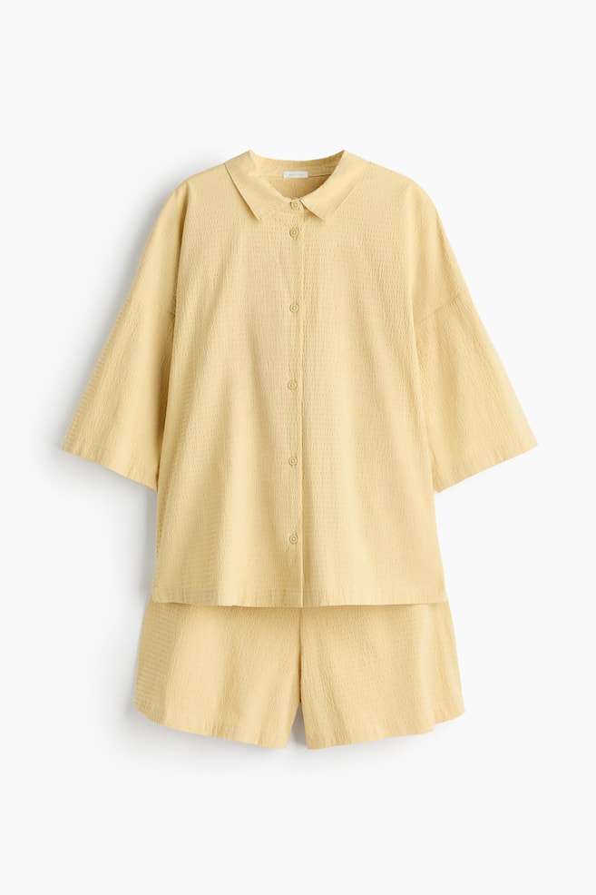 Cotton Seersucker Pajamas - Yellow/Light dusty blue/Powder pink/Light beige/White/White - 1