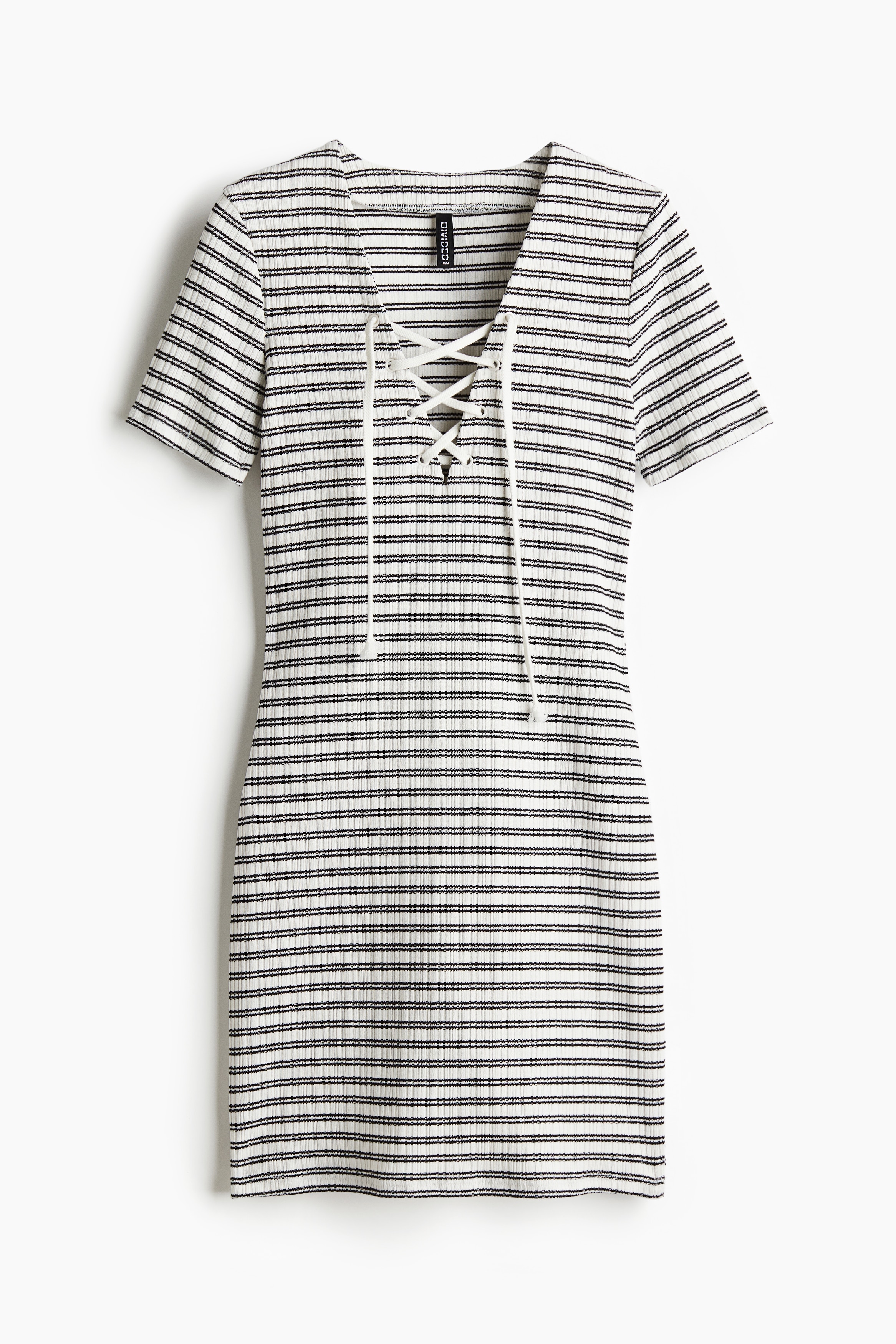 Bodyconjurk met vetersluiting - Roomwit/gestreept/Donkerbruin