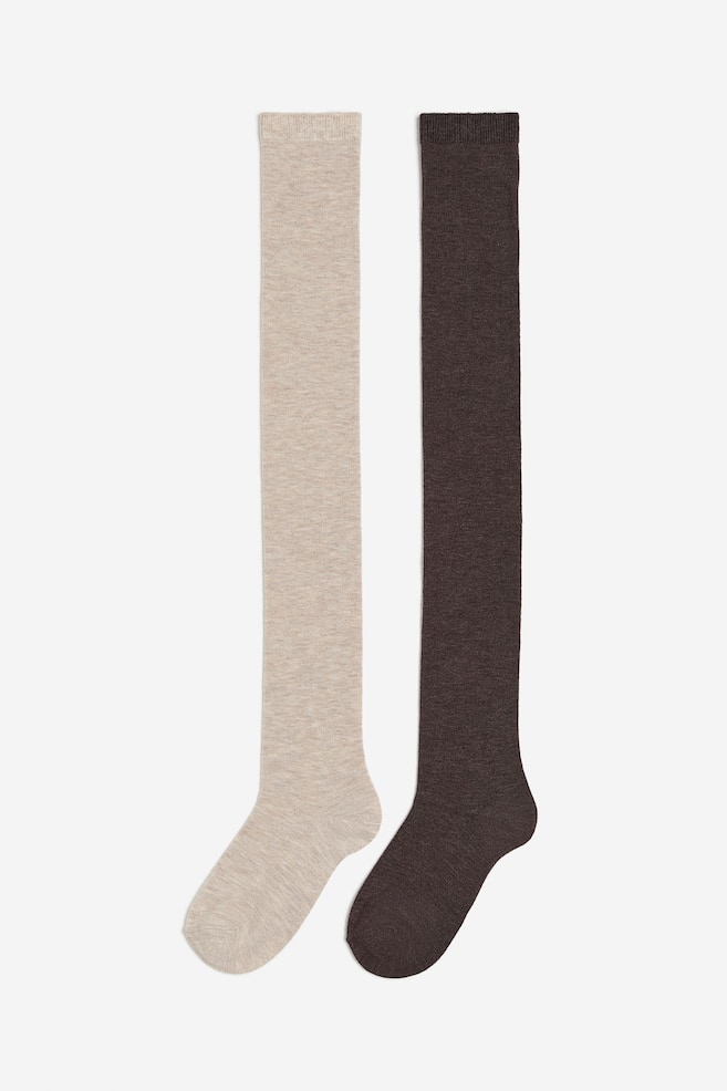 2-pak overknee-strømper - Beigemeleret/Mørkebrunmeleret/Sort - 3