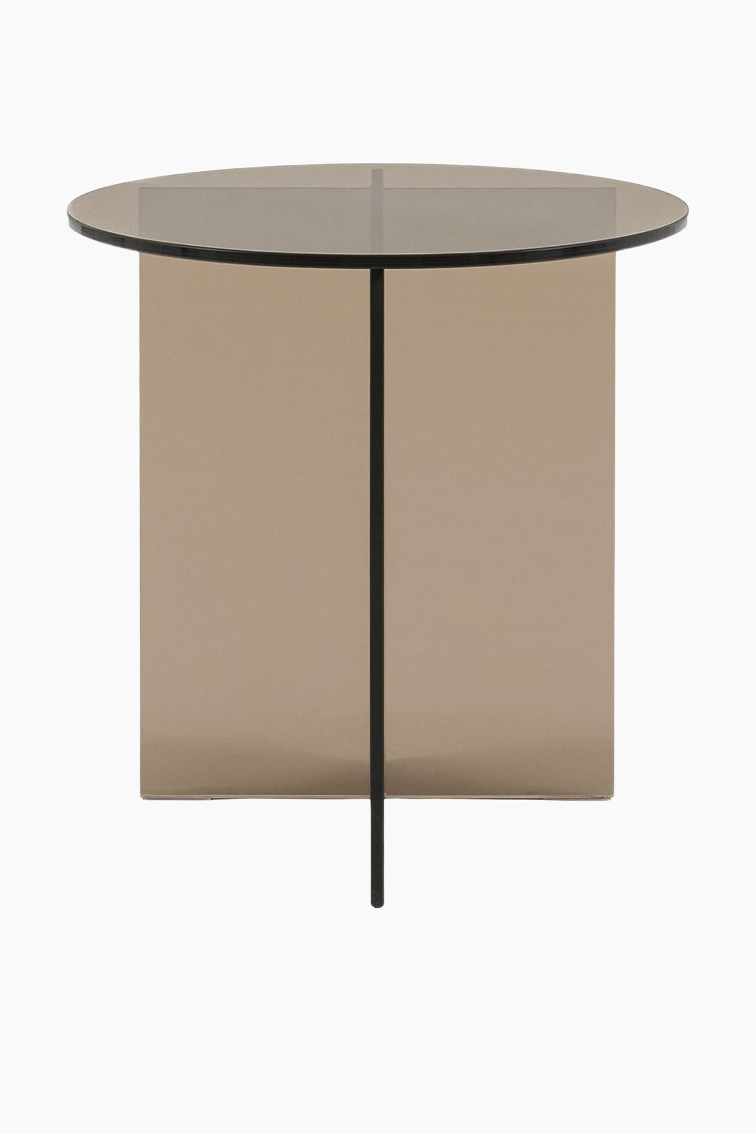 Glass Side Table - Grey/Brown/White/Brown