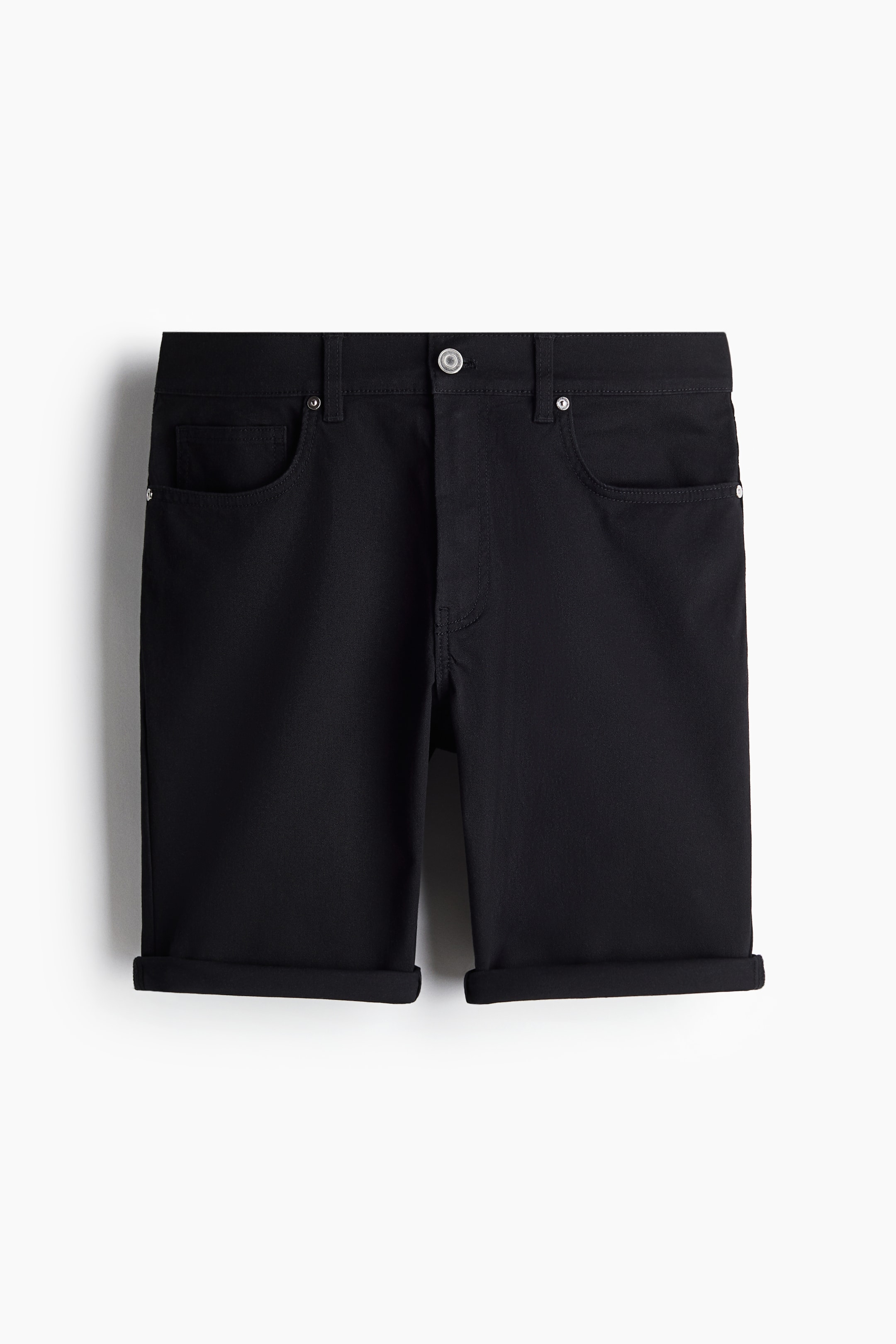 Slim Fit Cotton Twill Shorts Black Men Handm Us