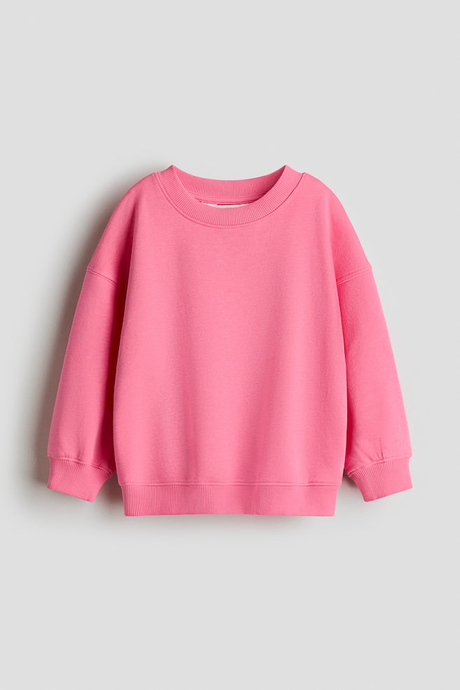 Oversized brushed-inside sweatshirt - Dark pink/Cream/Hearts/White/Hearts/Light purple - 1
