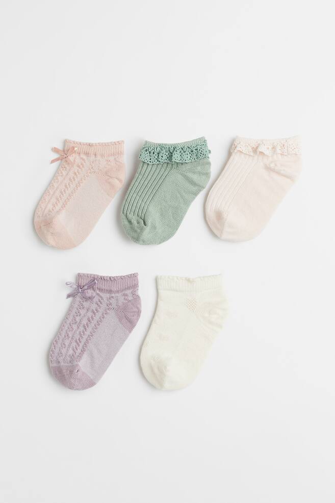 5-pack trainer socks - Light pink/Light green/Natural white/Lace/White/Rainbow