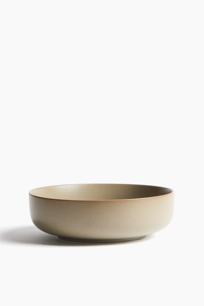 Reactive-Glaze Stoneware Serving Bowl - Beige/Light beige - 1