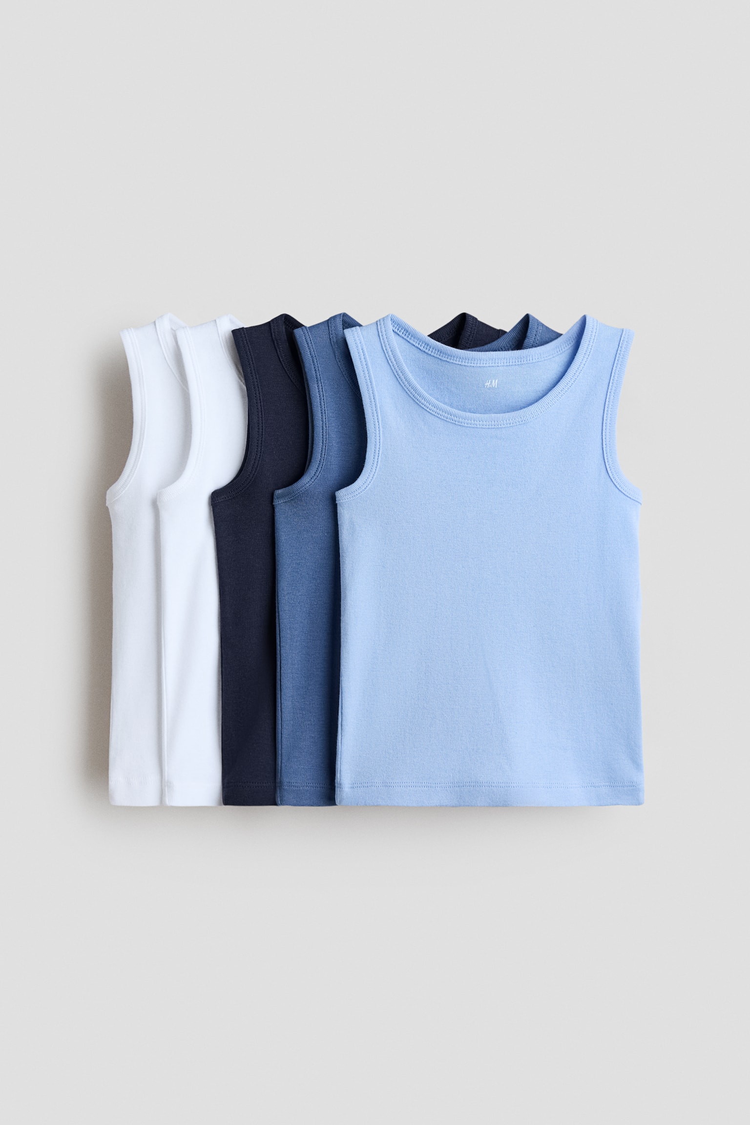 Pack de 5 camisetas sin mangas en algodón - Azul marino/Blanco/Verde menta/Azul/Blanco/Azul/Blanco/Verde claro/Gris jaspeado/Azul claro/Blanco