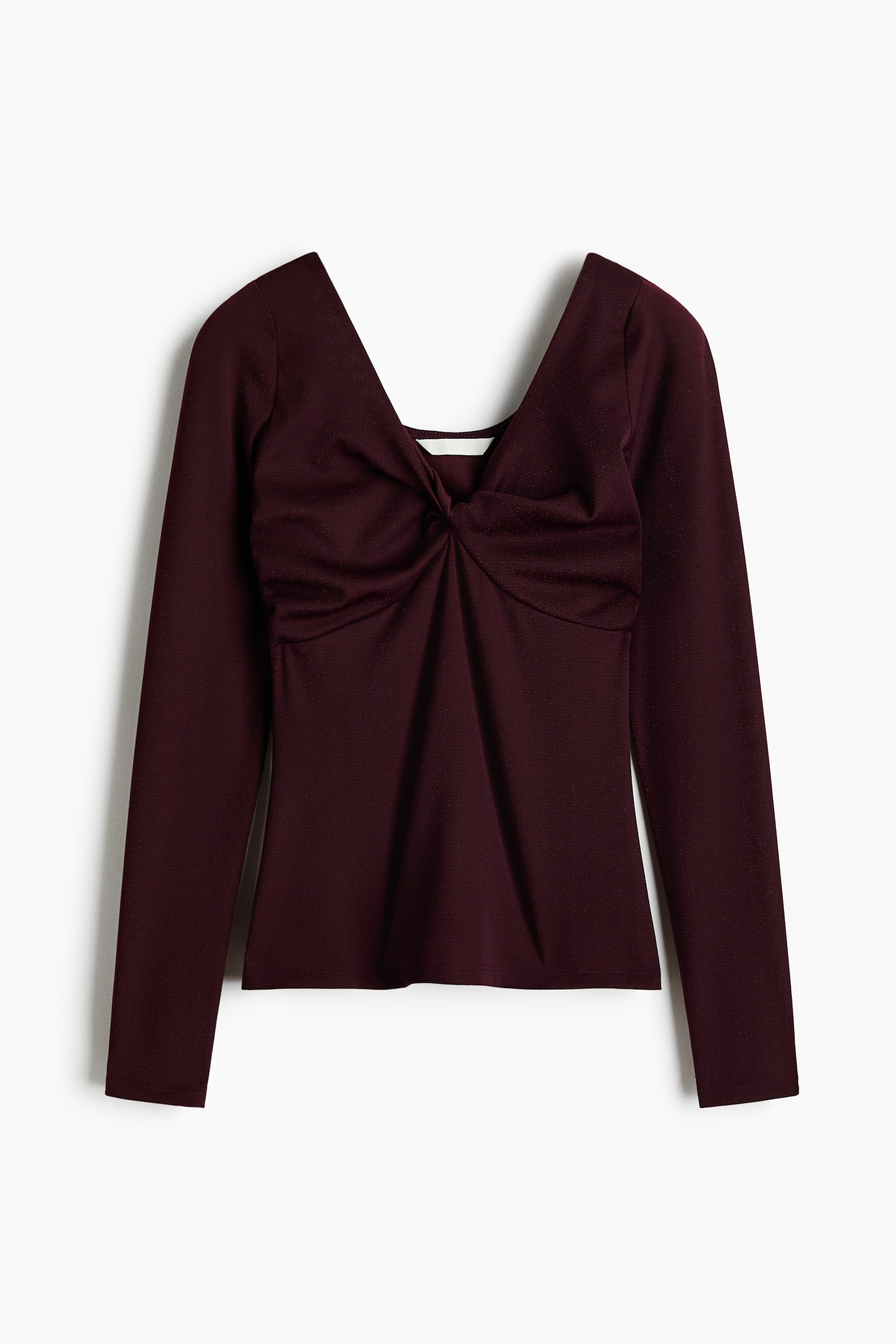 Glittery Twist-Detail Top - Burgundy/Black/Old rose