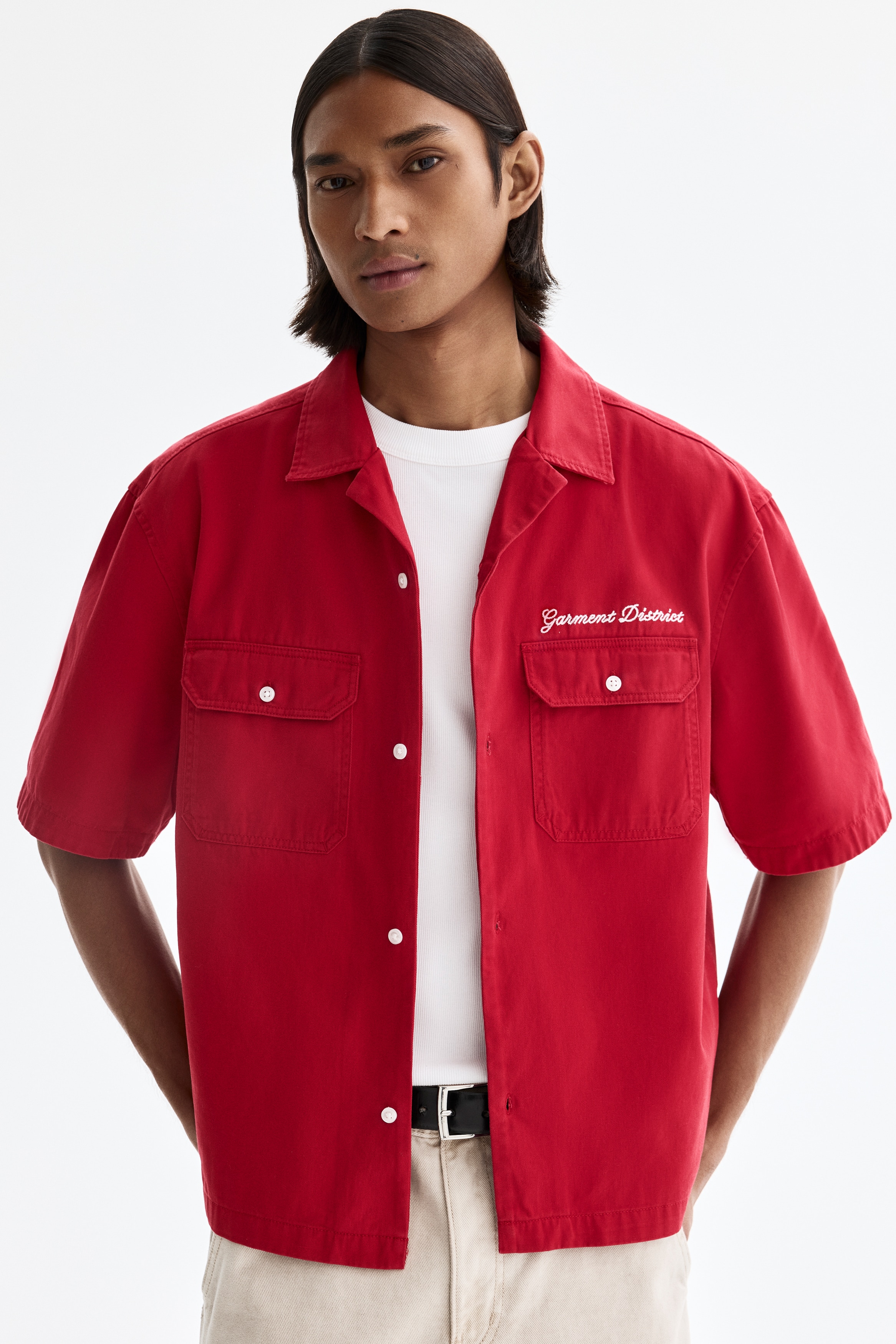 Relaxed-Fit Short-Sleeved Utility Shirt - Bright Red/Garment District/Dark gray/Service Garments/Light blue/Service Garments/White/Garment District