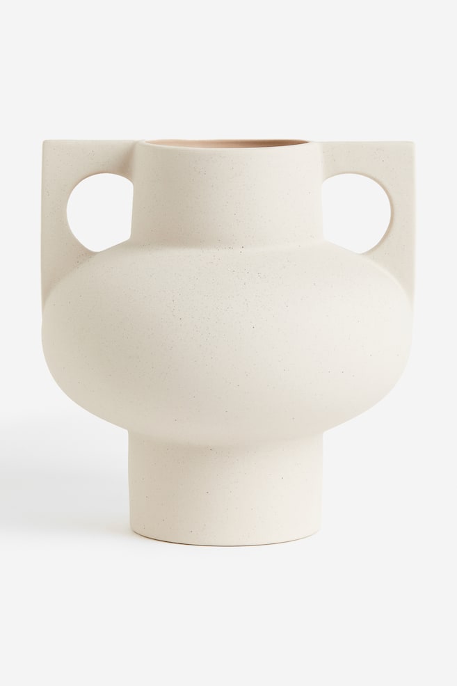 Large stoneware vase - White/Dark brown - 1