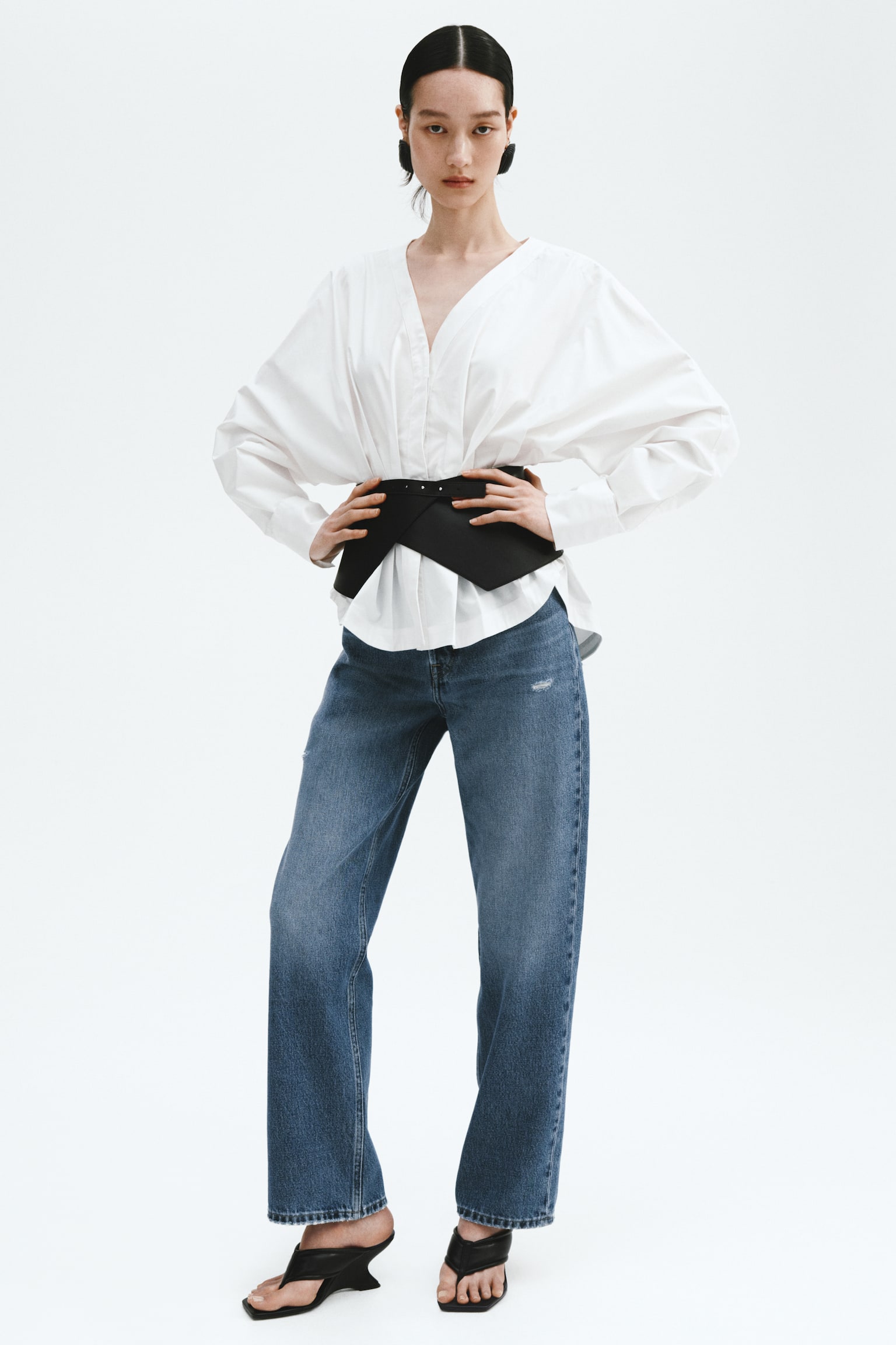 Straight High Waist Ankle Jeans - Denim blue/Denim blue/Washed black/Denim blue/White/Light denim blue/Beige - 2
