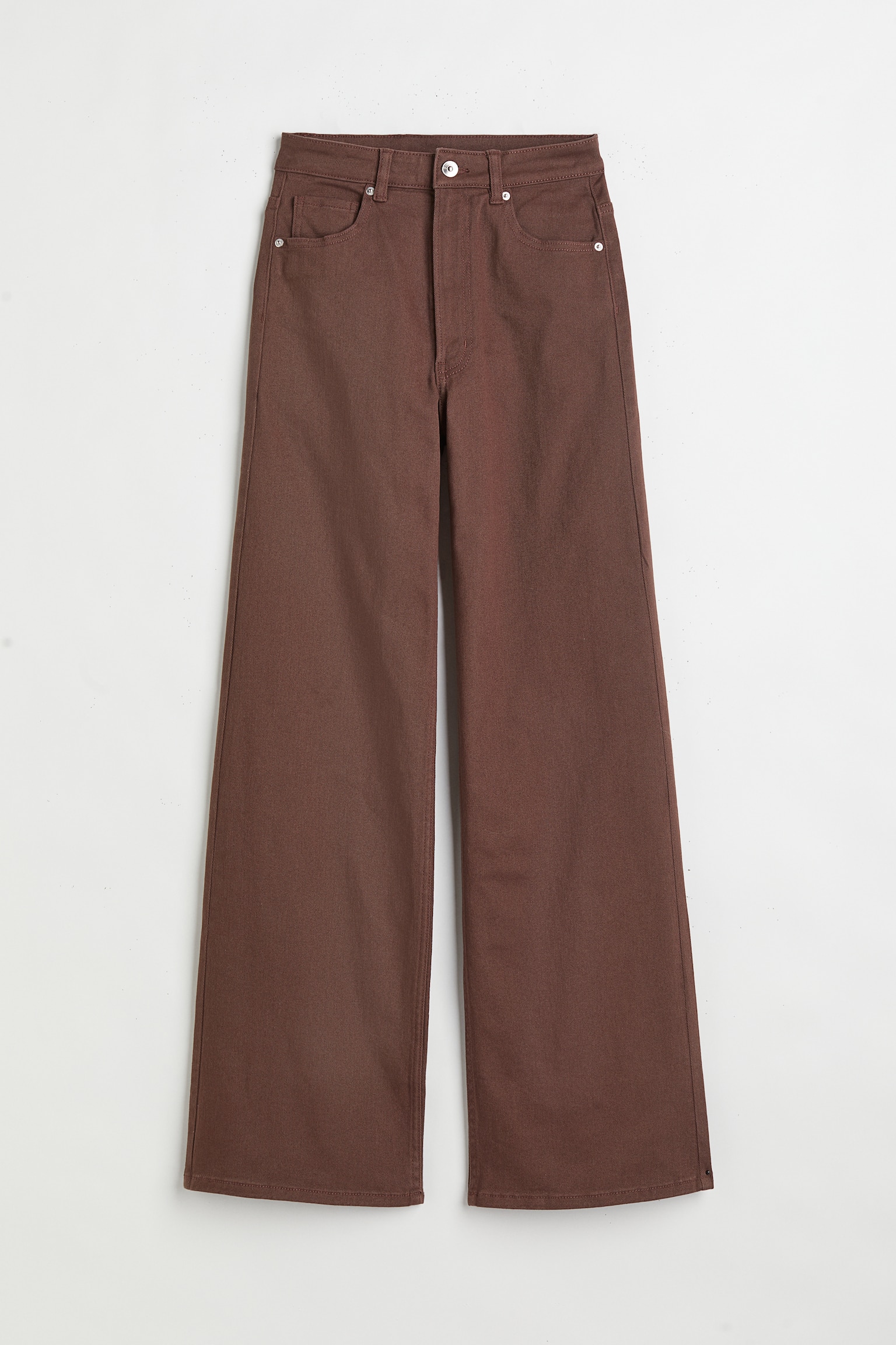 Wide twill trousers - Dark brown/Orange/Green/Light pink/Dark blue/Red