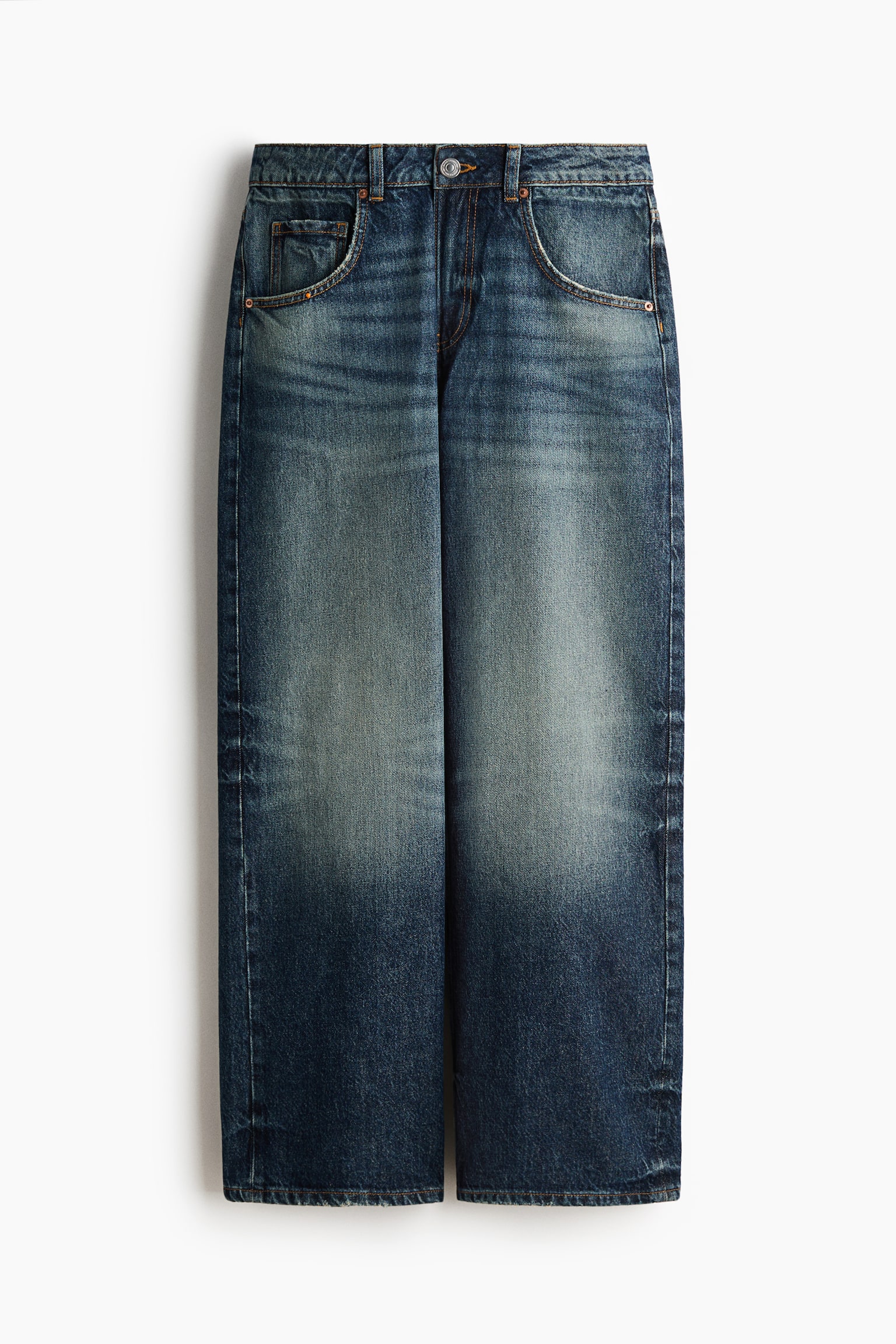 Baggy Low-Waist Jeans - Dark denim blue