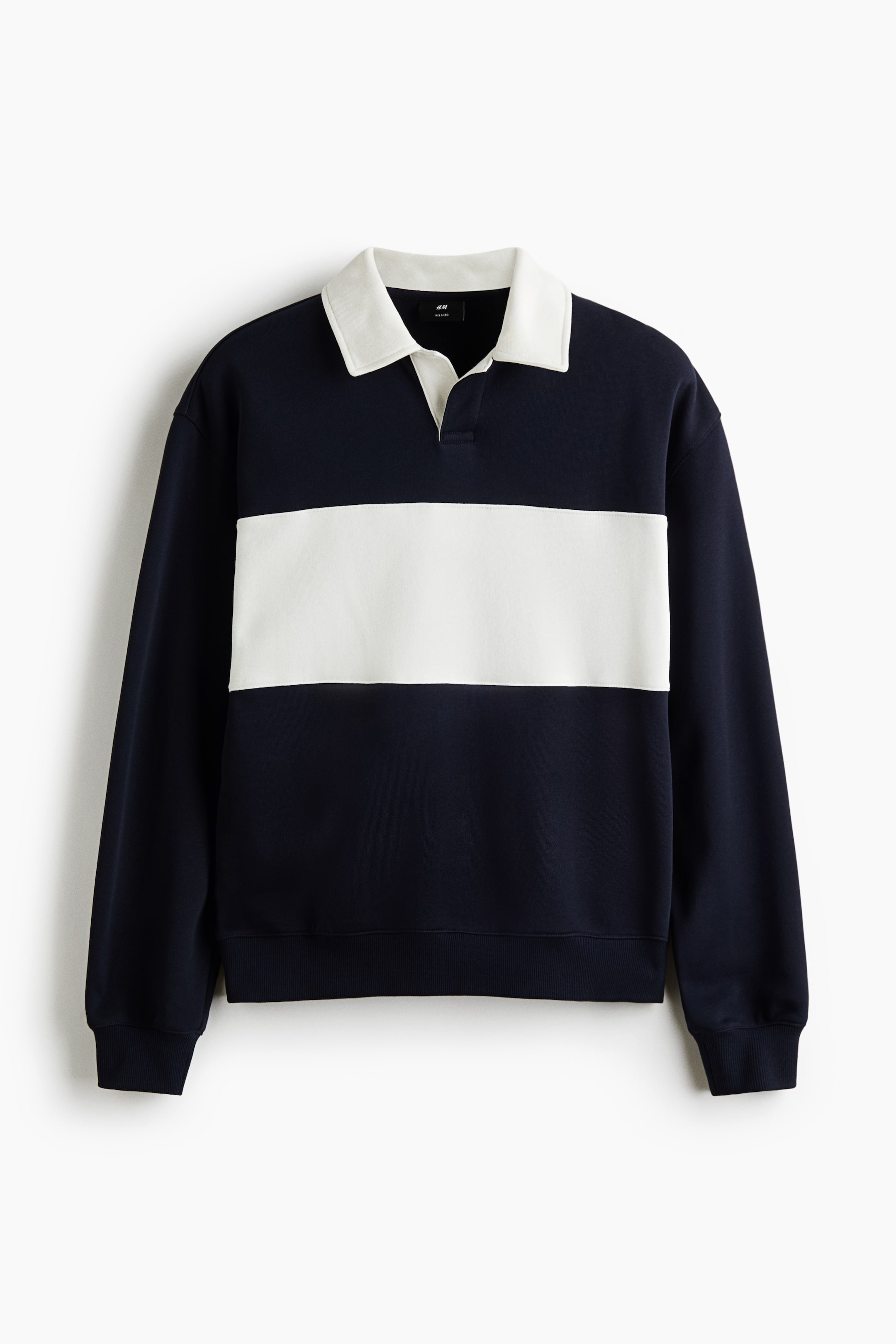 View larger image: Relaxed Fit Colour-blocked rugby shirt - Navy blue/Colour block - Men | H&M 1