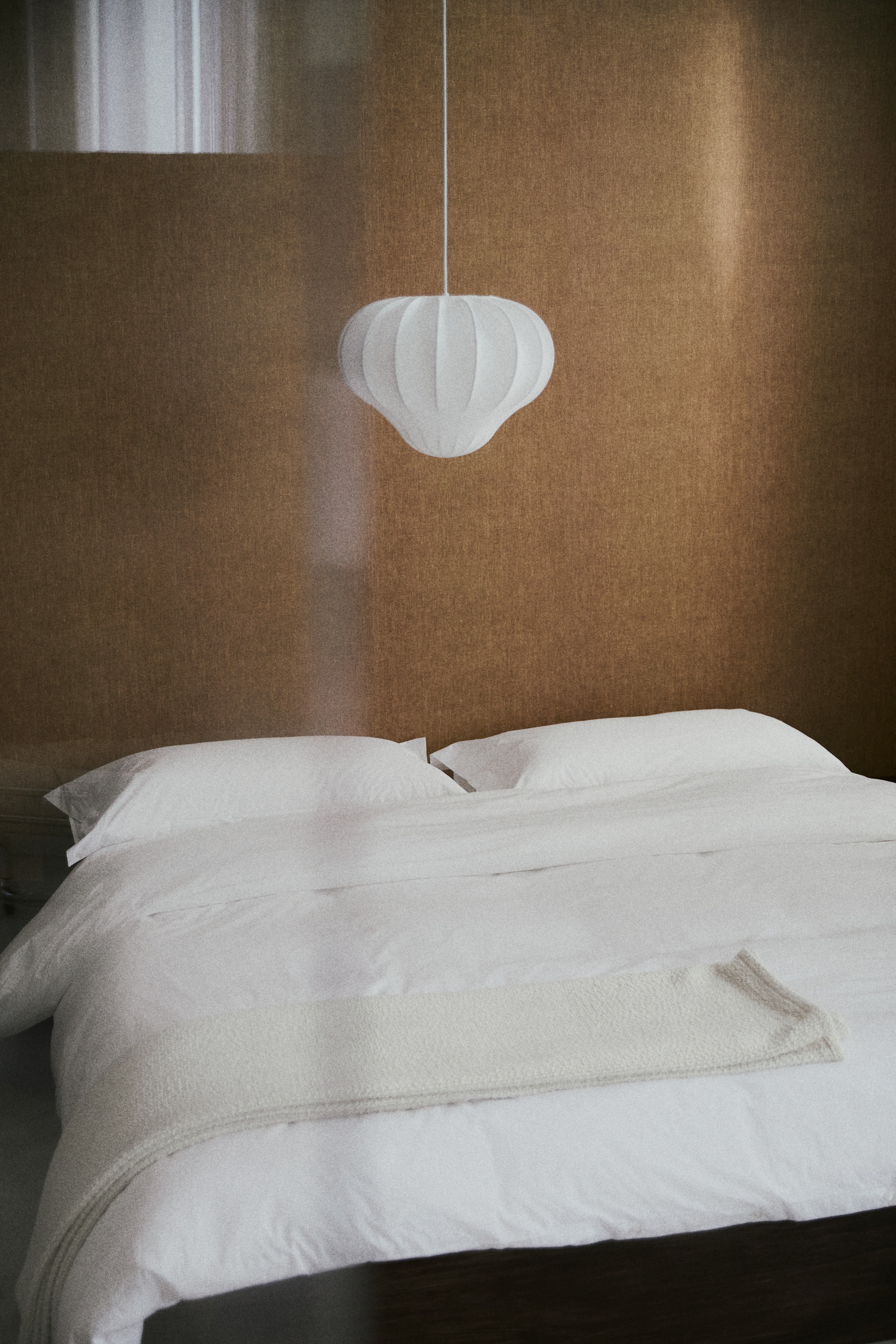 Lampe suspendue habillée de textile - Blanc