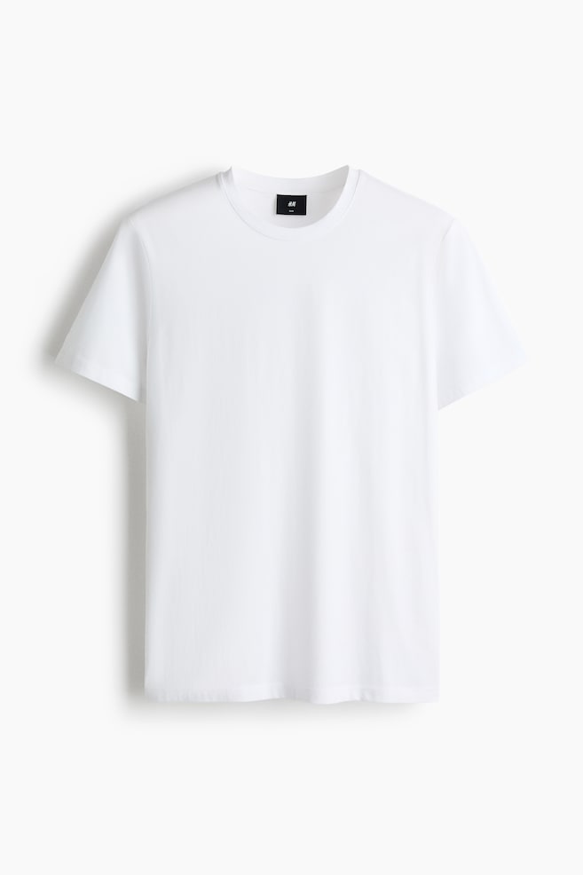 Slim Fit Pima Cotton T-shirt - White/Dark brown/Navy blue/Navy blue/White/Gray melange - 1