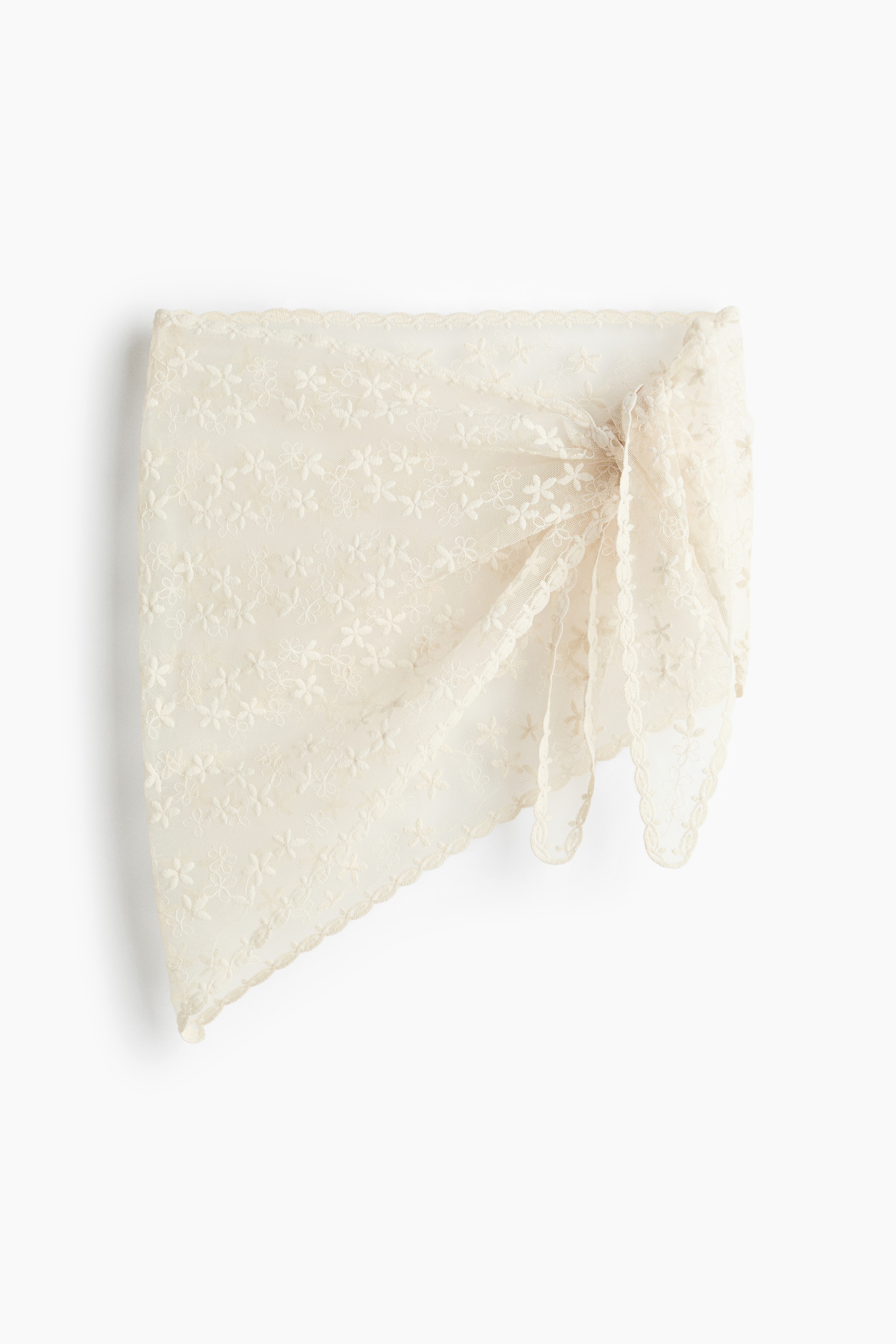 Broderad höftscarf i mesh - Ljusbeige/Ljusrosa/Blå