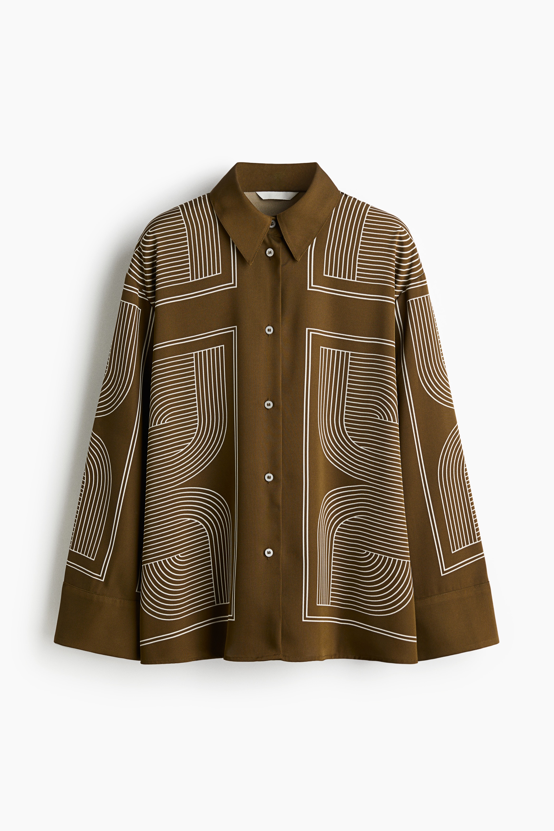 Oversized Twill Shirt - Dark khaki green/Pattern/Dark beige/Pattern/Navy blue/Pattern/Navy blue/Pattern