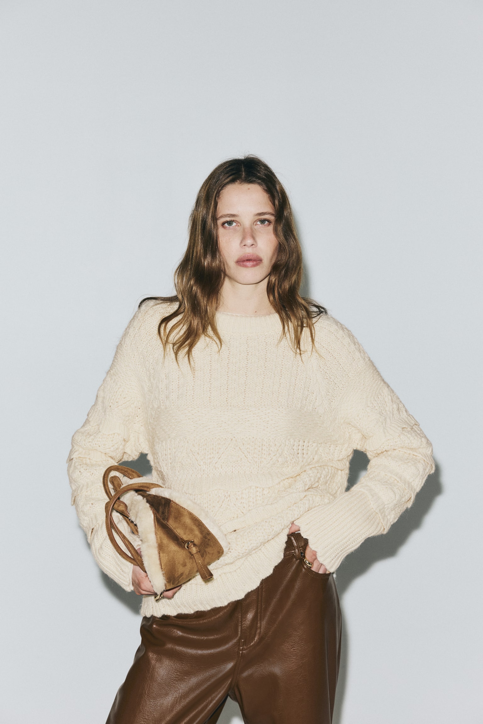 Tekstüre Triko Kazak - Açık bej - 3