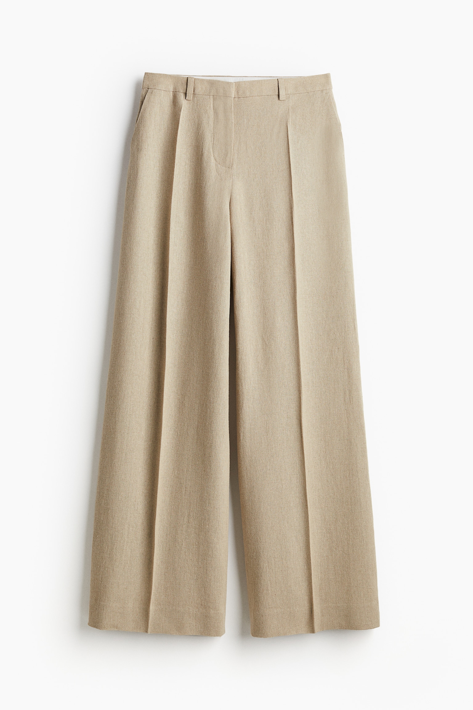 Tailored Linen Pants - Beige/Light beige/Black - 2