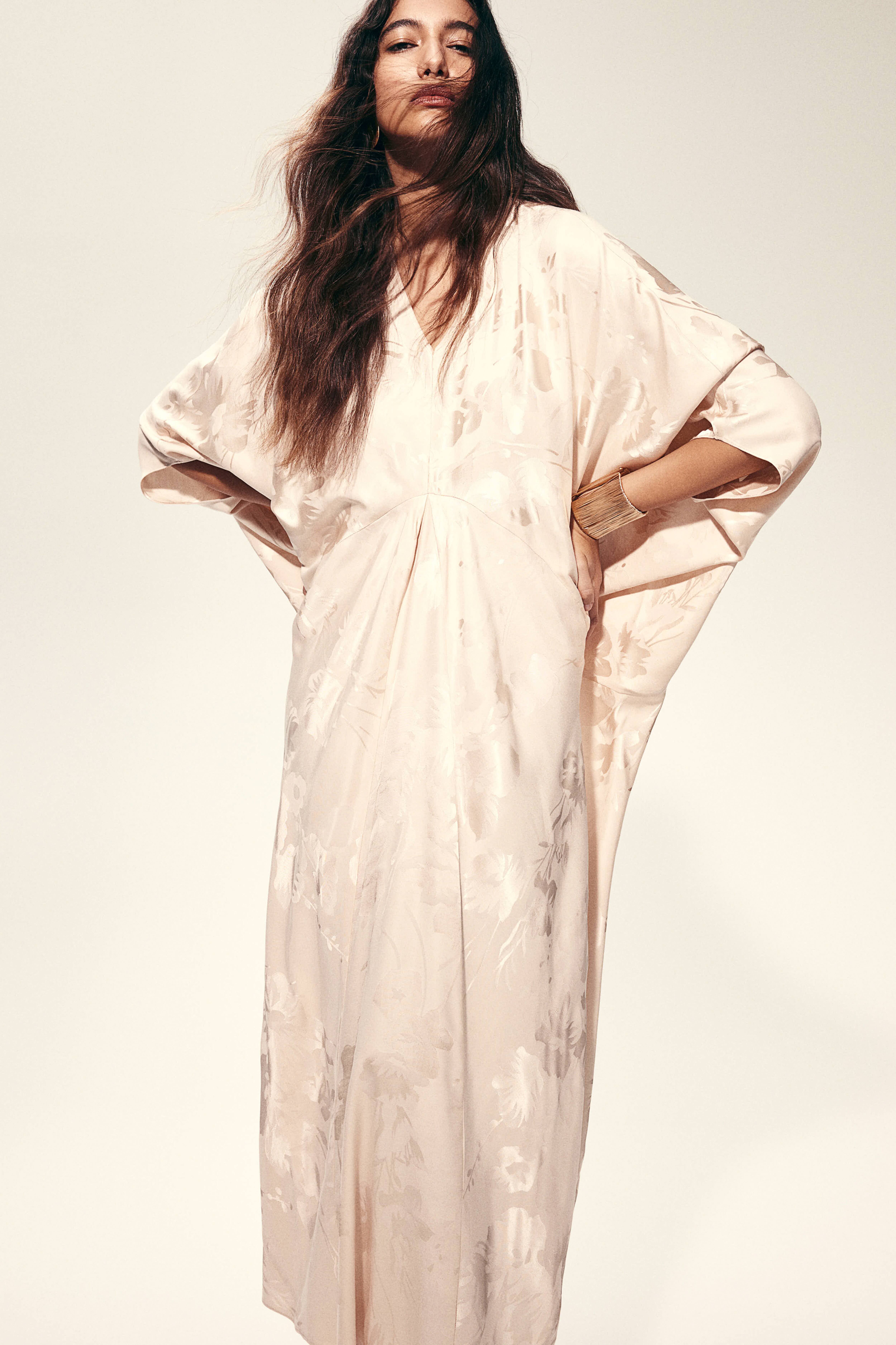 jacquard-weave kaftan dress