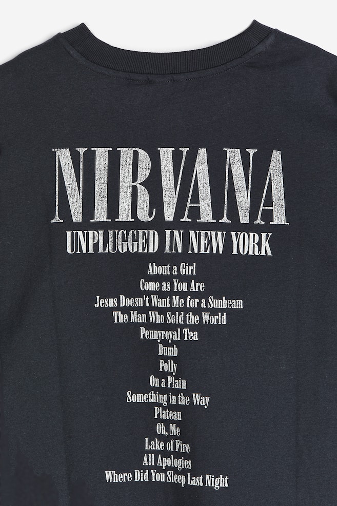 Langes T-Shirt mit Druck - Dunkelgrau/Nirvana - 4