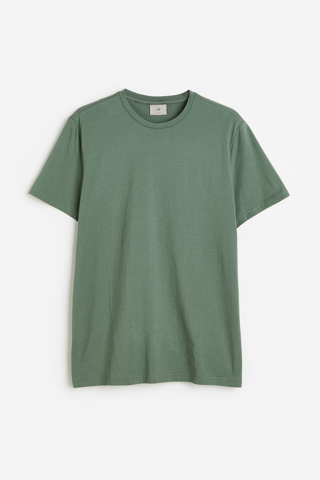 T-shirt i pimabomuld Slim Fit - Mørkegrøn/Hvid/Sort/Beige/dc/dc/dc/dc/dc/dc - 2