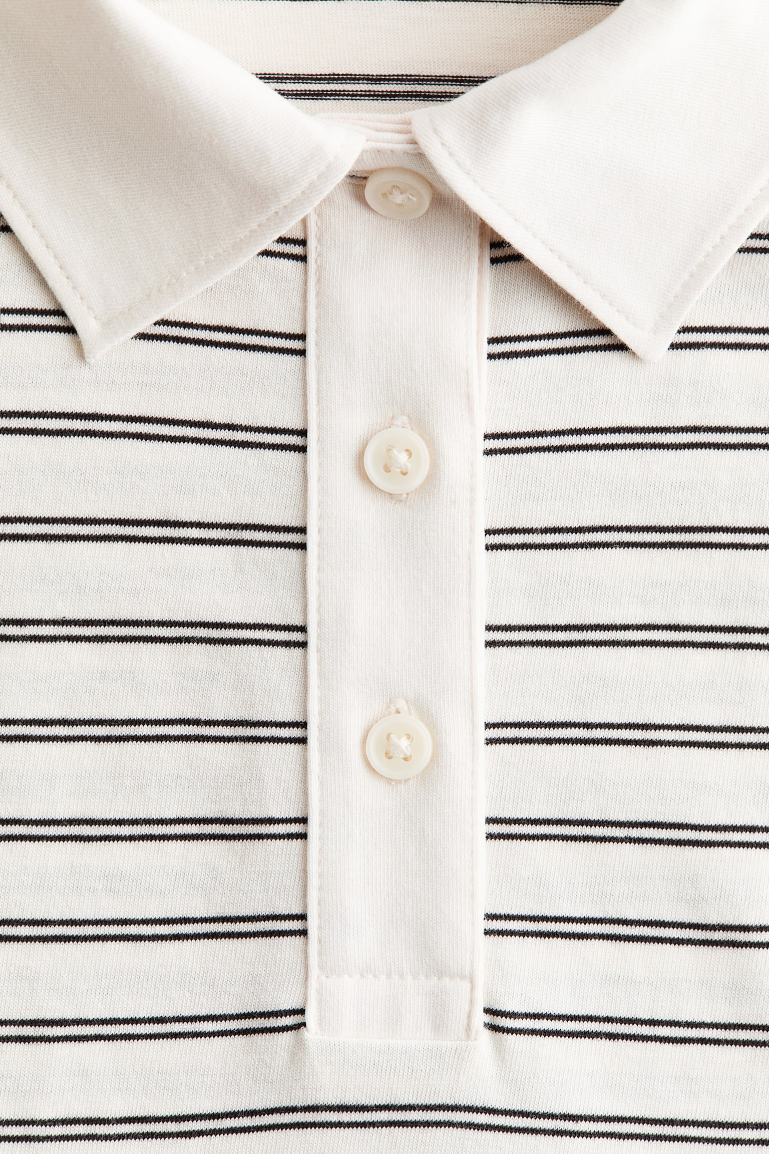 Женское поло H&M Cotton Polo Shirt, цвет: Кремовый / Полосатый — фото 6