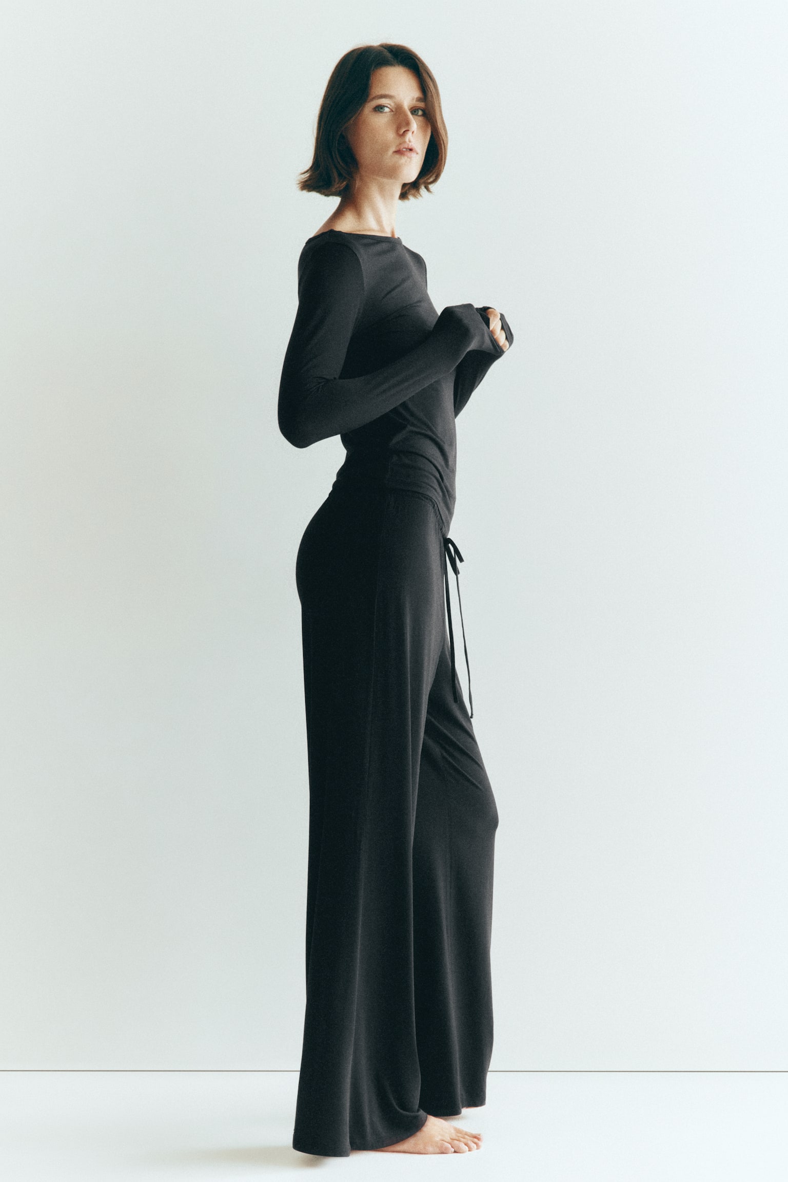 Пижама, модал — H&M, цвет: Чёрный — фото 2