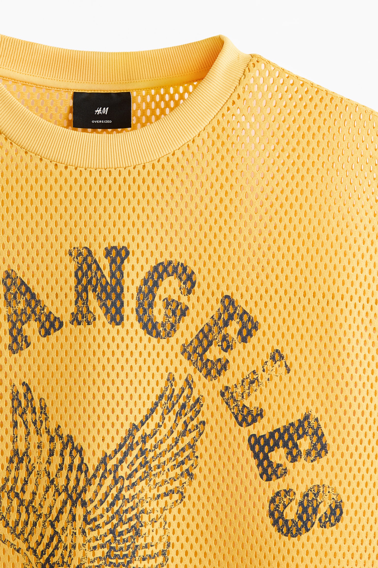 Playera Oversized Fit en malla con diseño - Amarillo/Los Angeles/Negro/West Coast - 2
