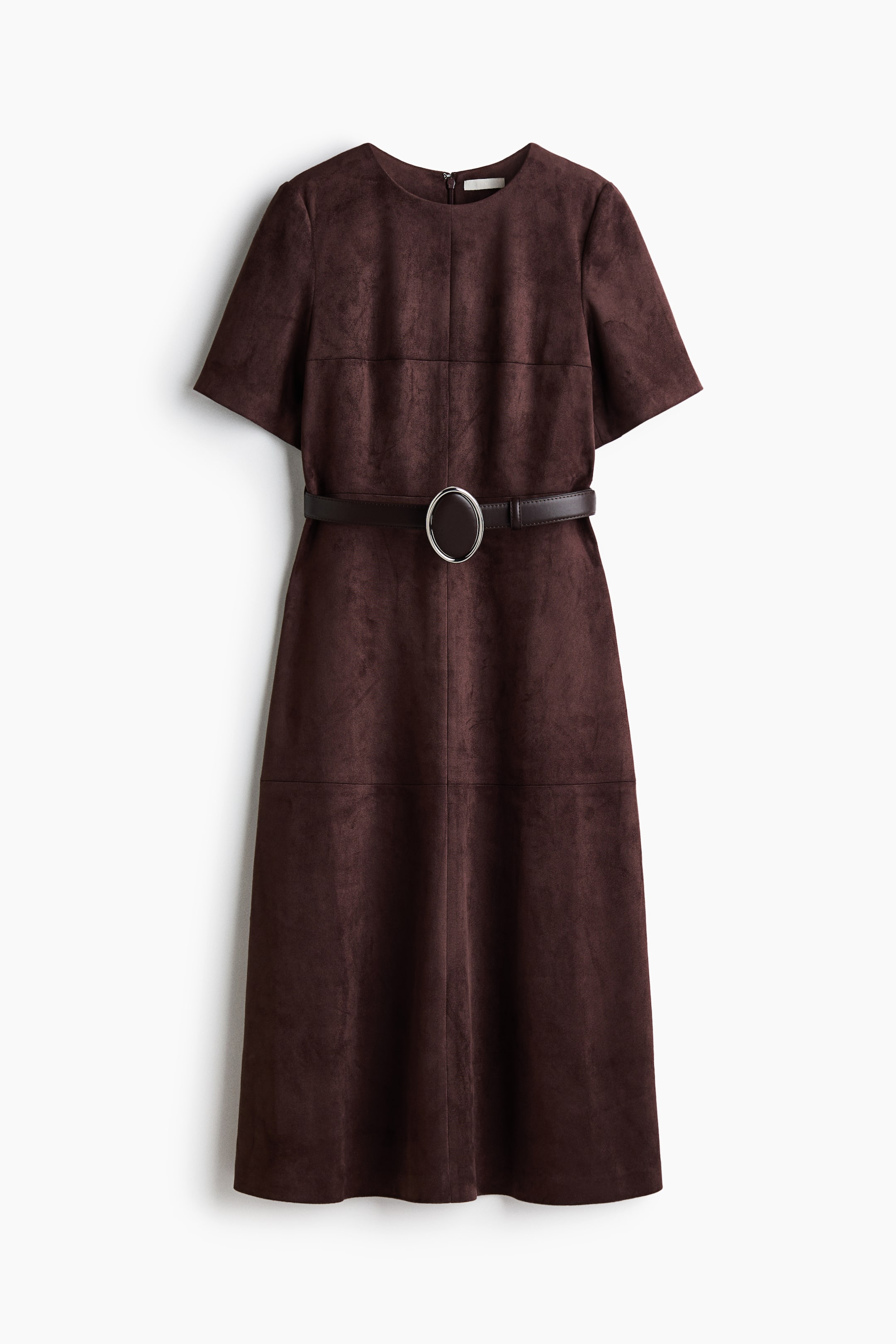 View larger image: Napped-finish belted dress - Dark brown - Ladies | H&M 1