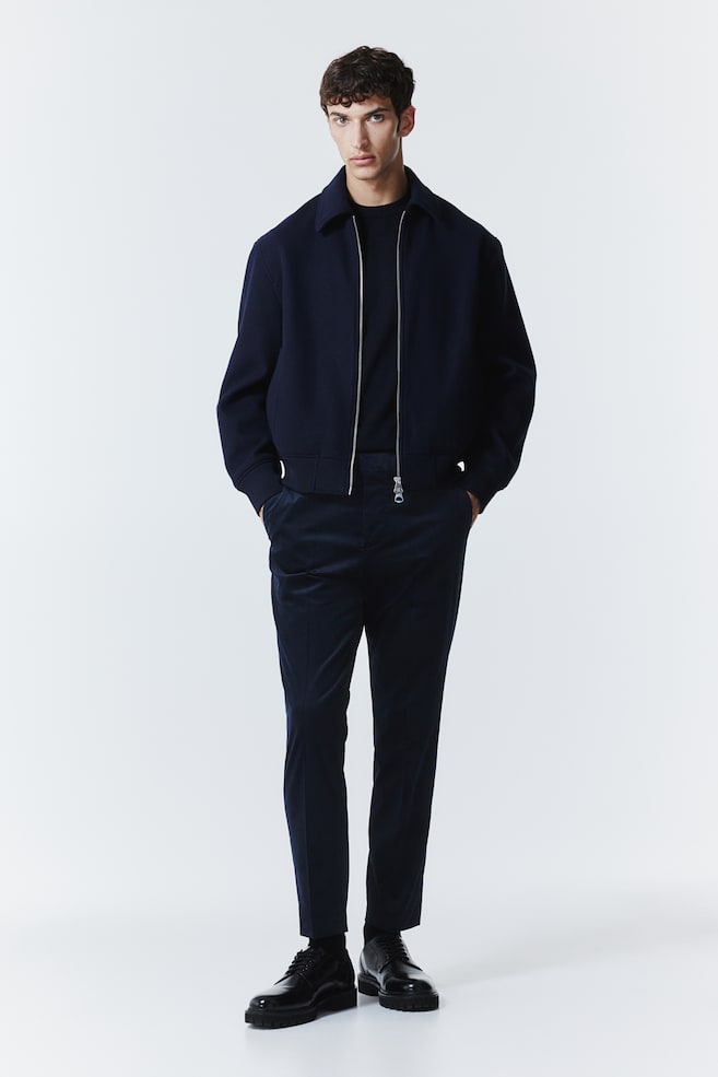 Slim Fit Velvet suit trousers - Navy blue - 1