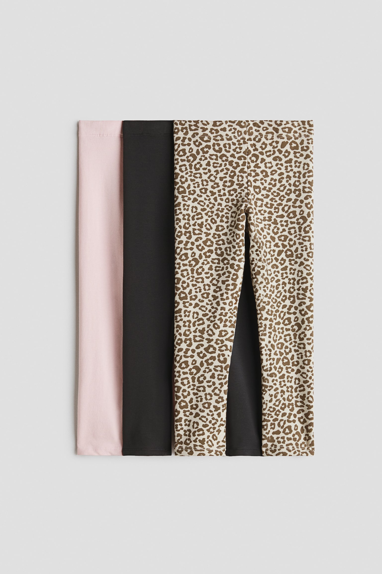 3-pack brushed-inside leggings - Beige/Leopard print/Dusty purple/Hearts/Black/Pink/Pale purple/Light blue/Light pink/Hearts