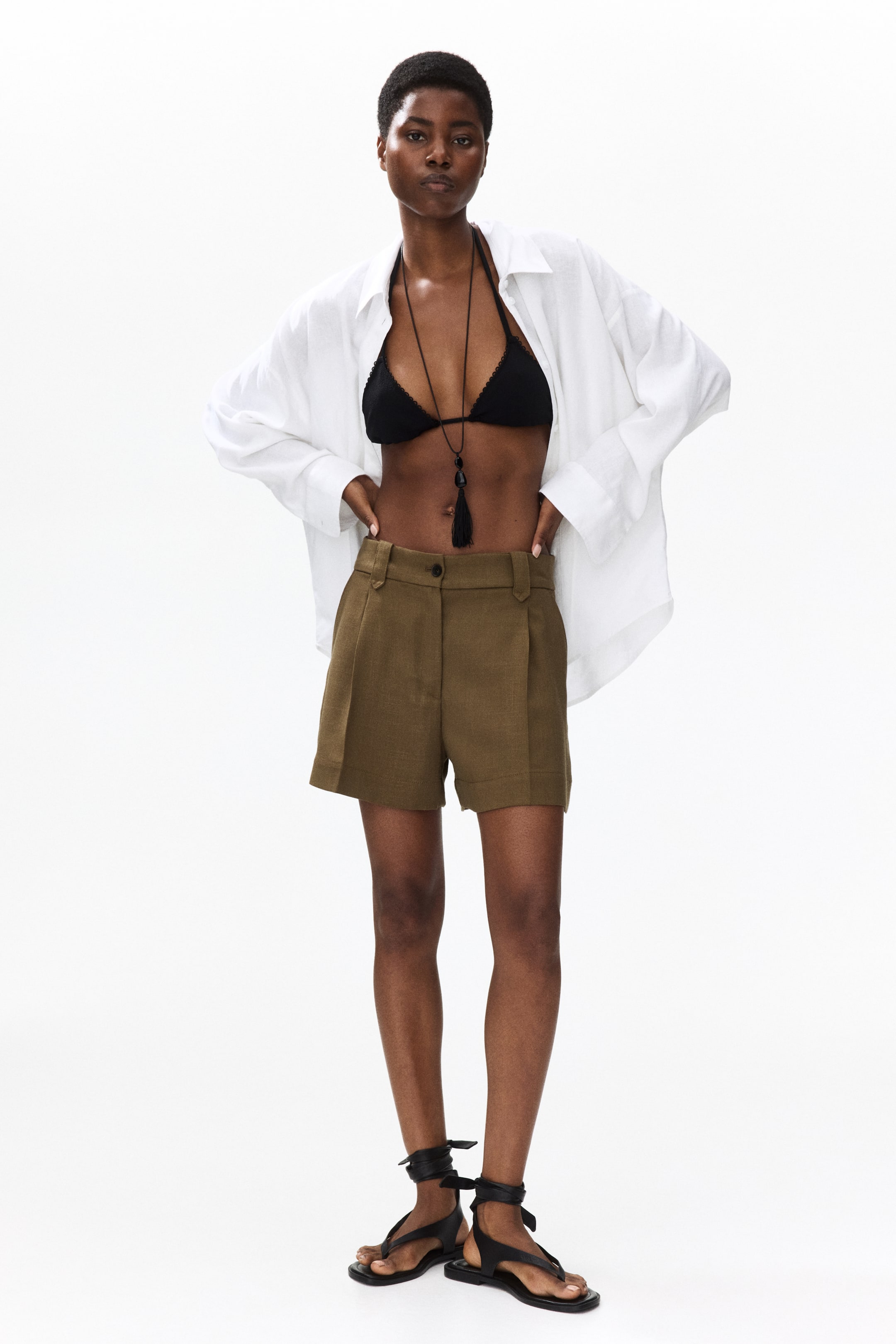 Женские шорты H&M Pleat-Front Shorts — фото 3
