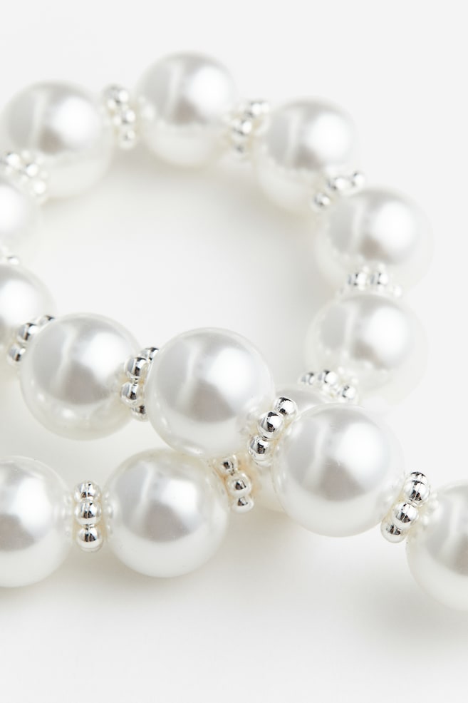 Kurze Perlenkette - Weiß - 2