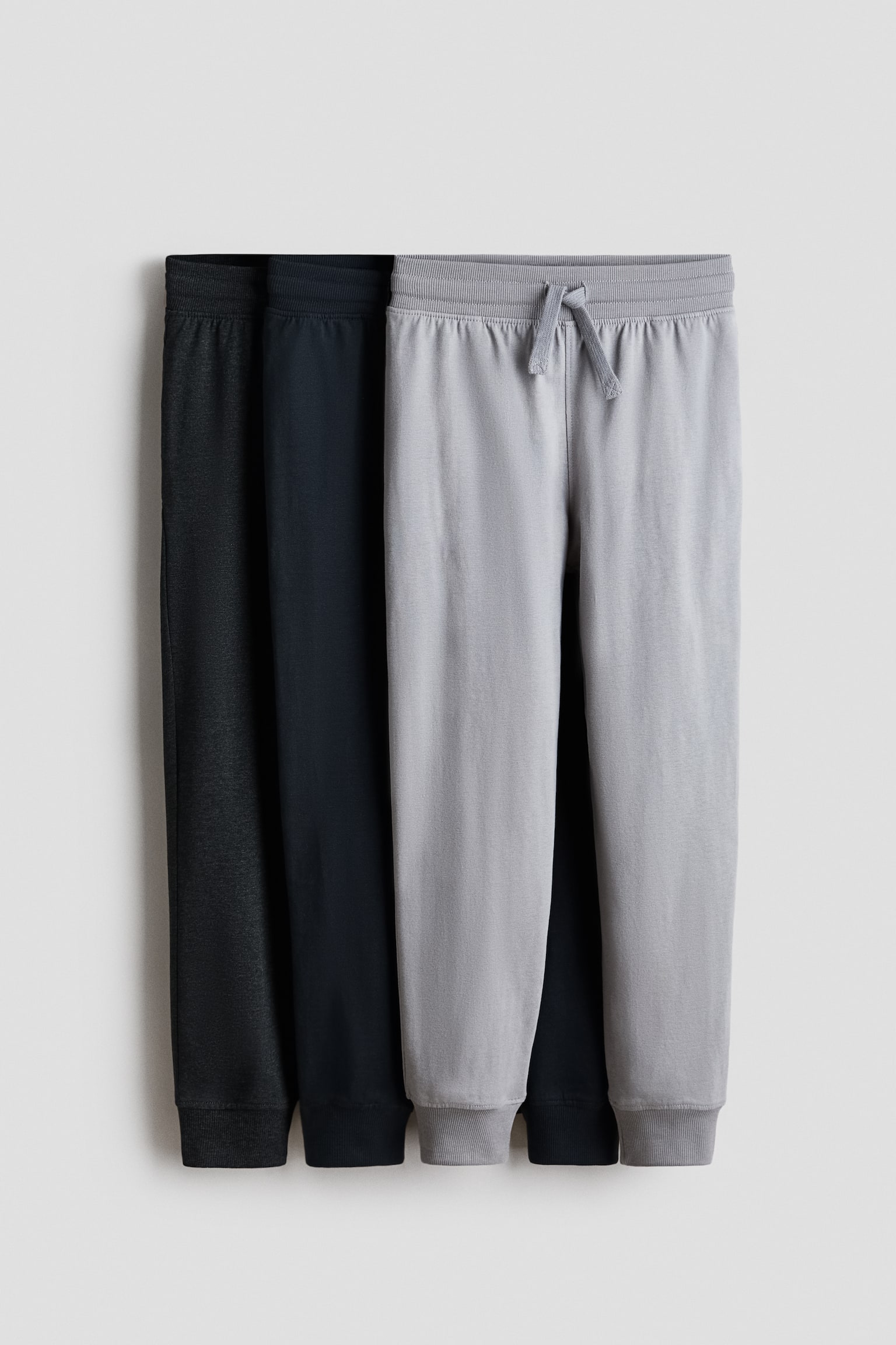 3-pack cotton joggers - Navy blue/Light grey marl