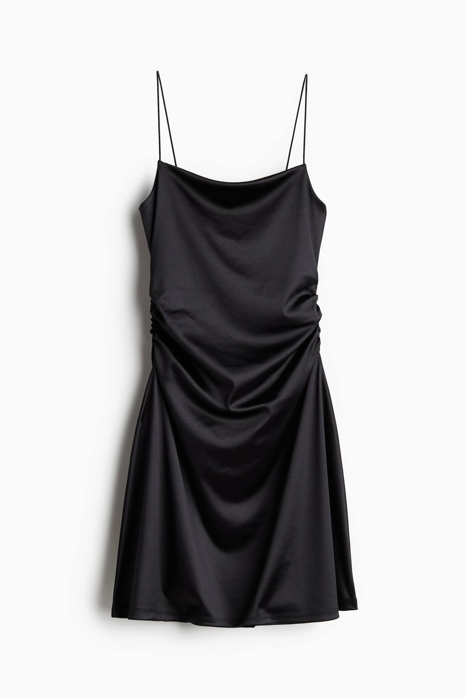 שמלה עם כיווצים - שחור - 1