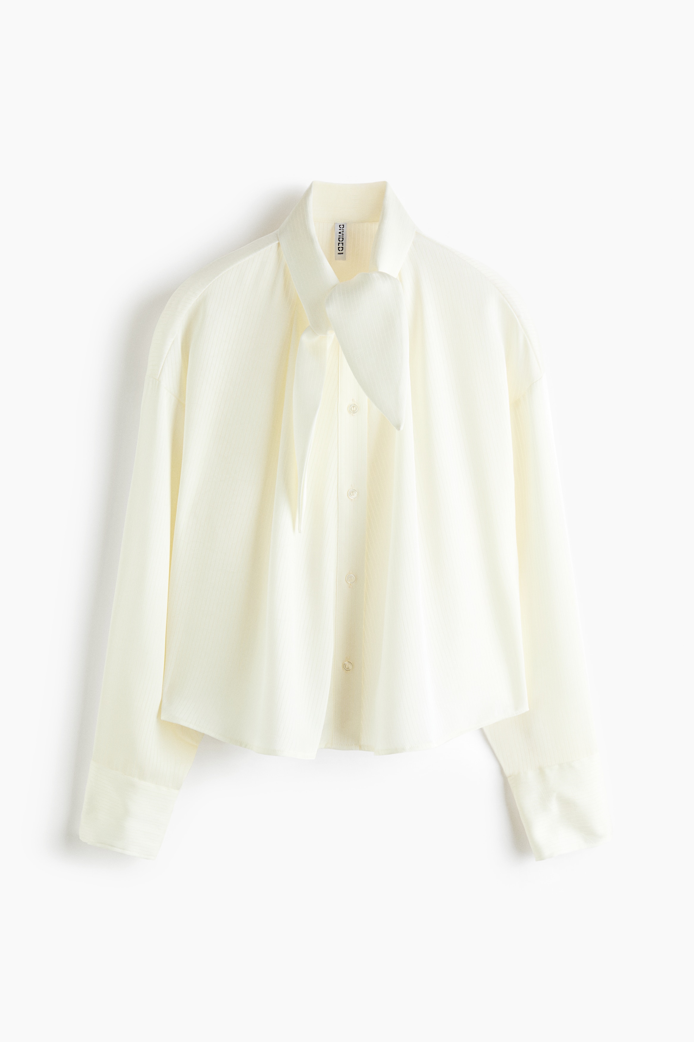 Scarf-Collar Shirt - Cream/Dark brown