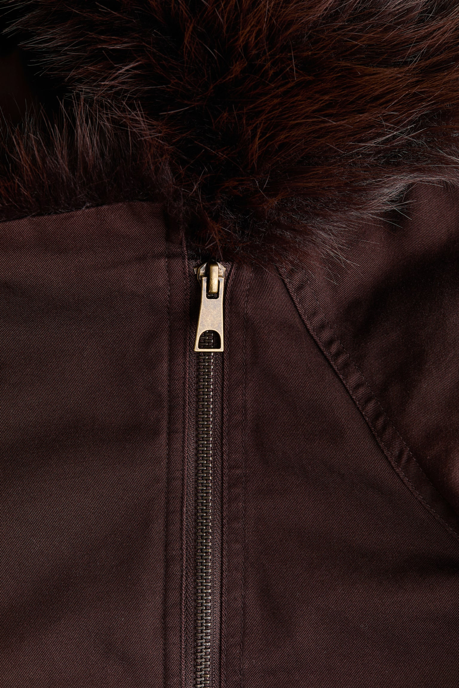 Женская куртка H&M Twill Jacket with Fluffy Collar, цвет: Тёмный коричневый — фото 7
