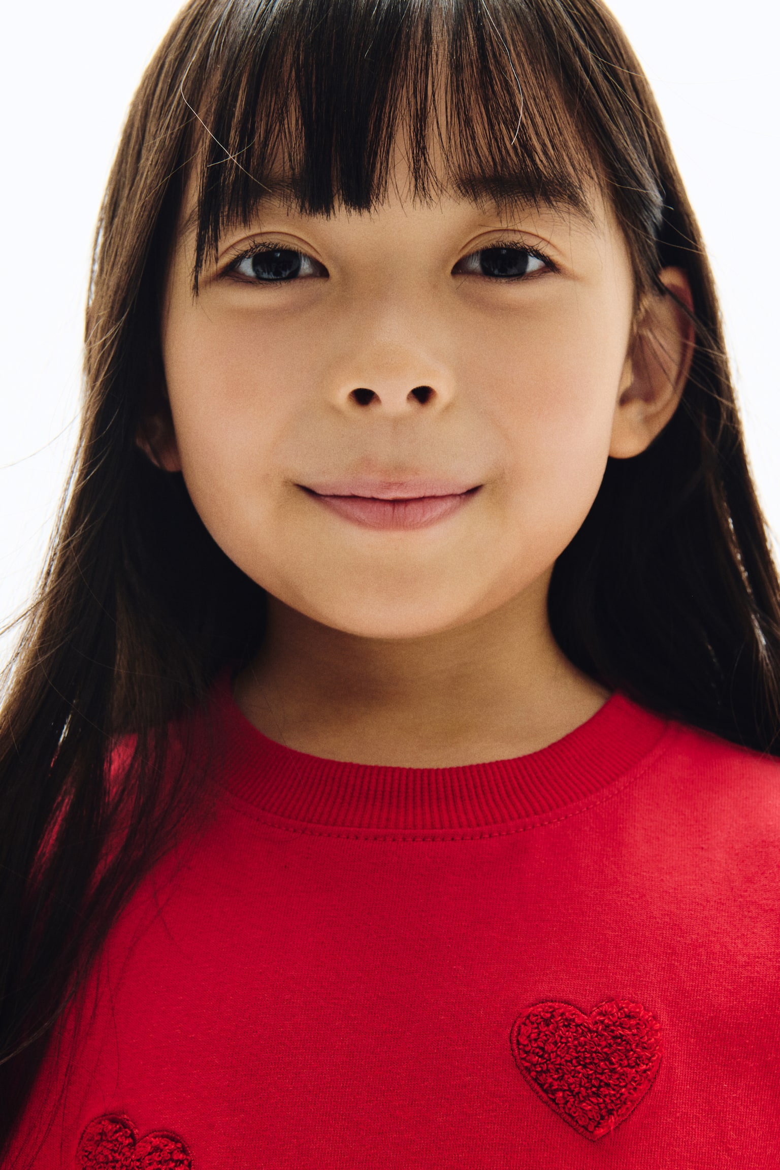 Appliquéd T-shirt - Red/Hearts/Light pink/Bow - 5