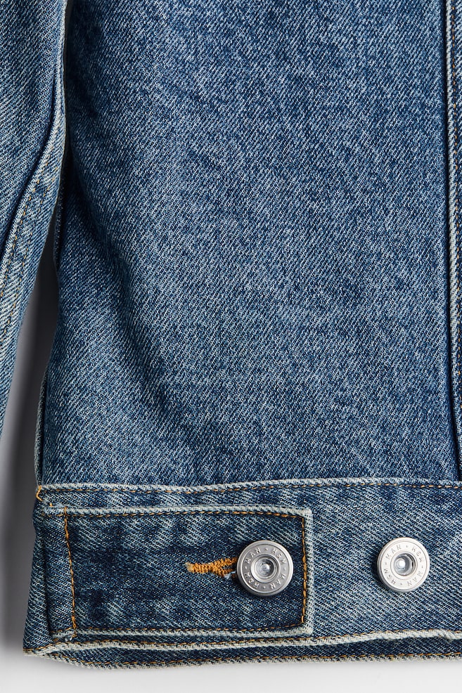 Lined borg-collared denim jacket - Denim blue/White/Black - 2