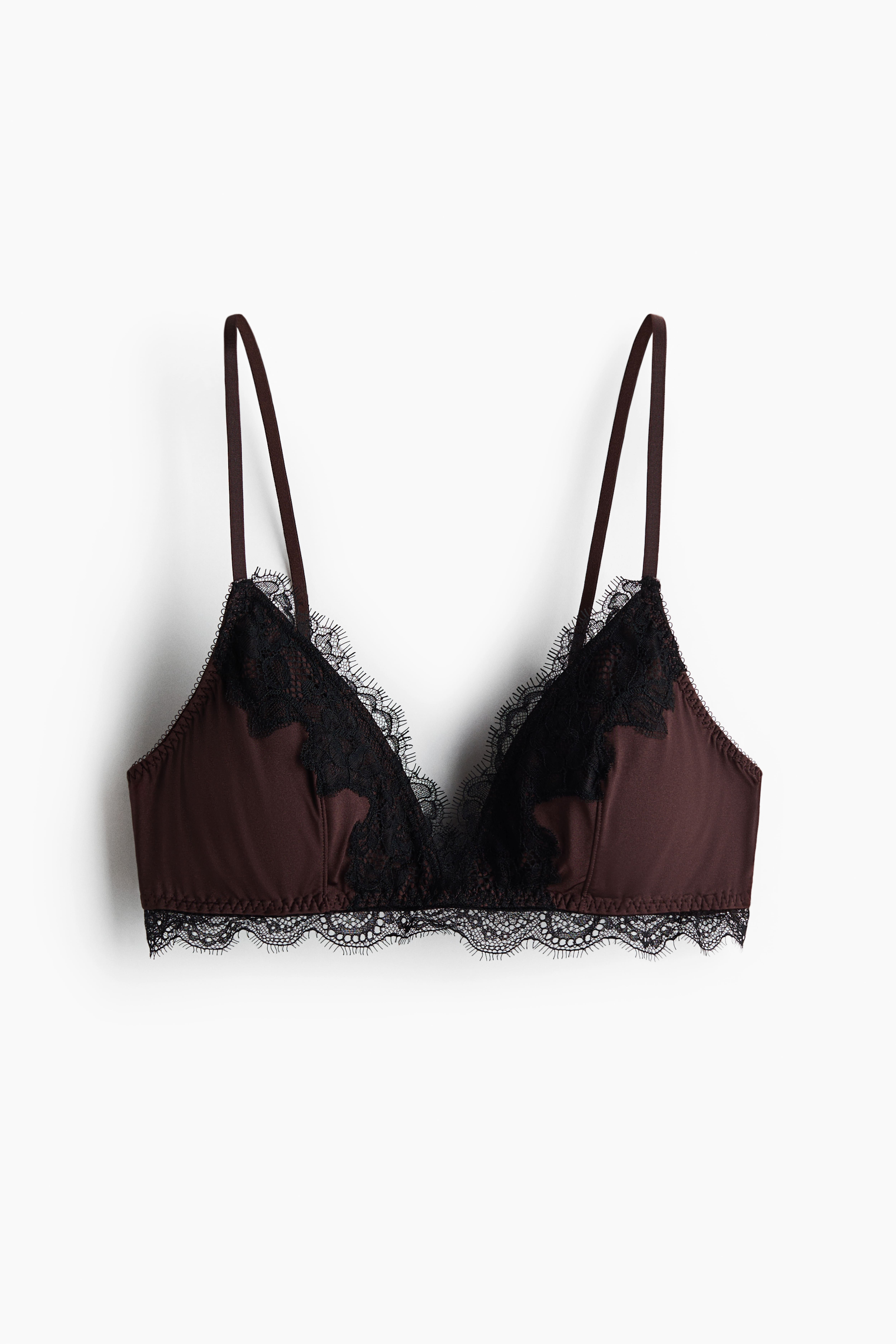 Soutien-gorge coussiné en microfibre et dentelle