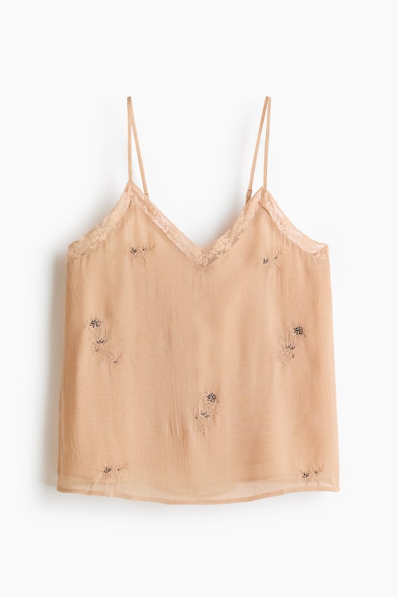 Женские топы H&M Embroidered Camisole Top