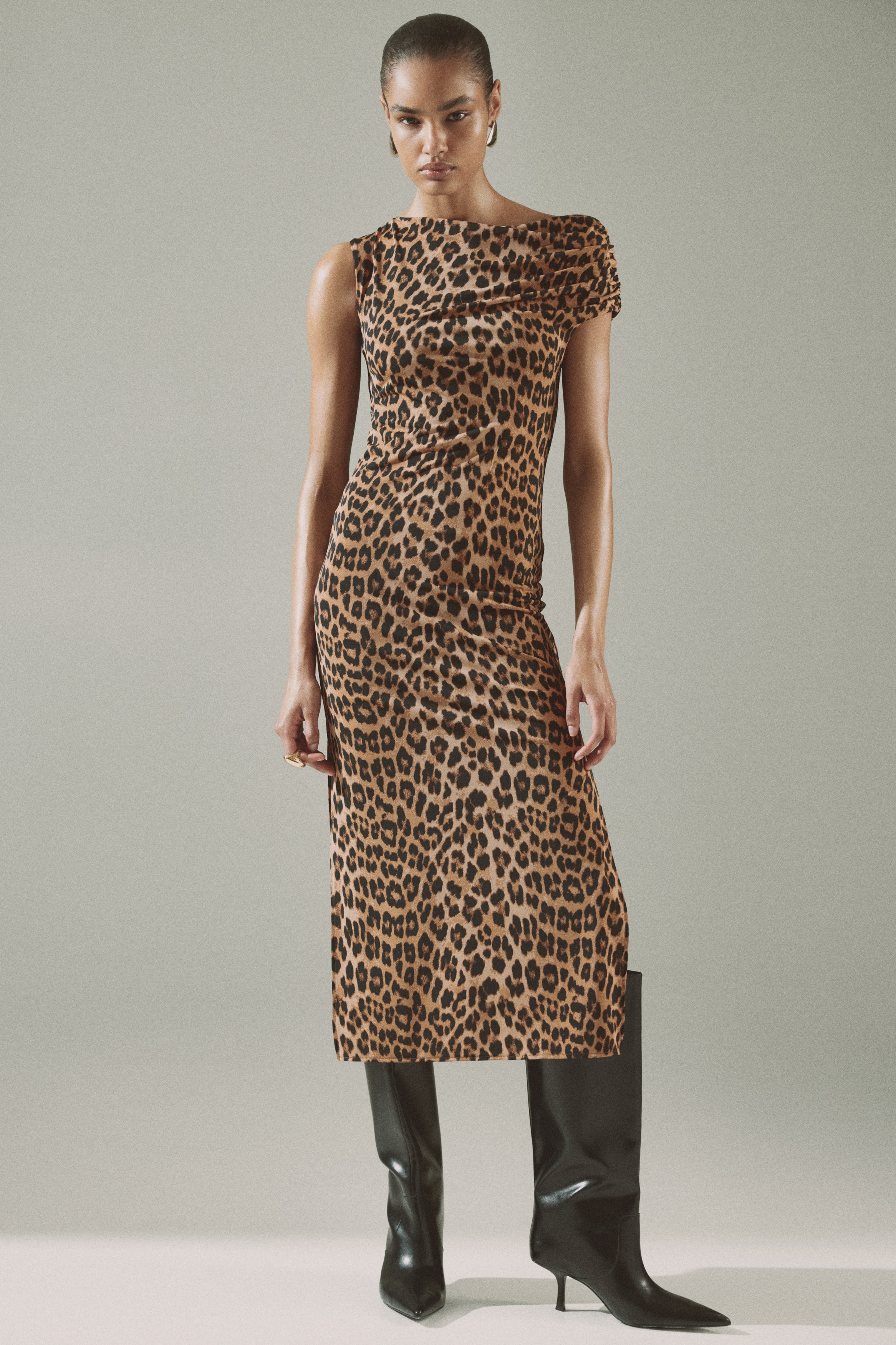 gold midi formal dress Jacquard Sleeveless A-line Midi Dress - Gold