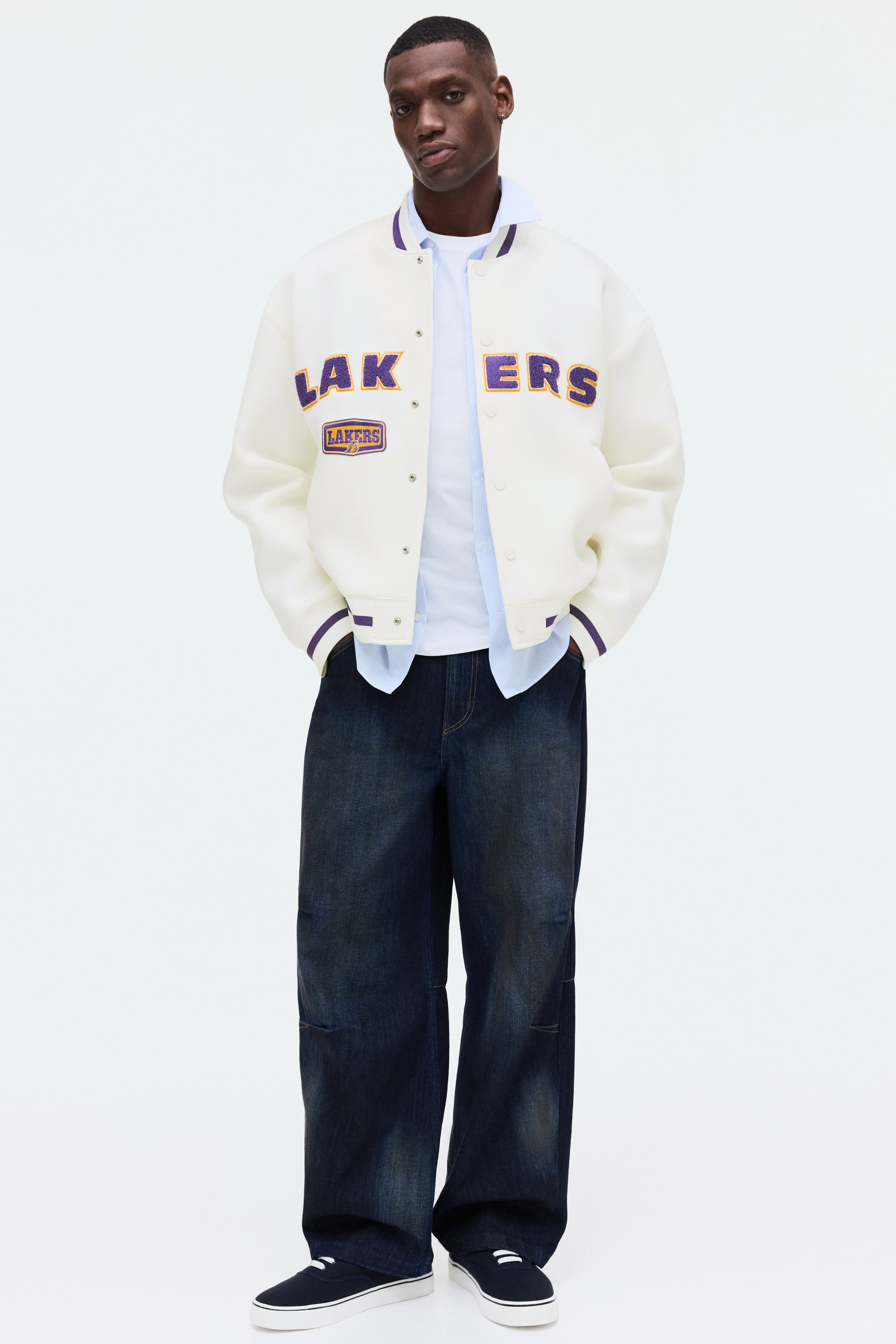 Мужские куртки H&M Loose-Fit Scuba Baseball Jacket — фото 3