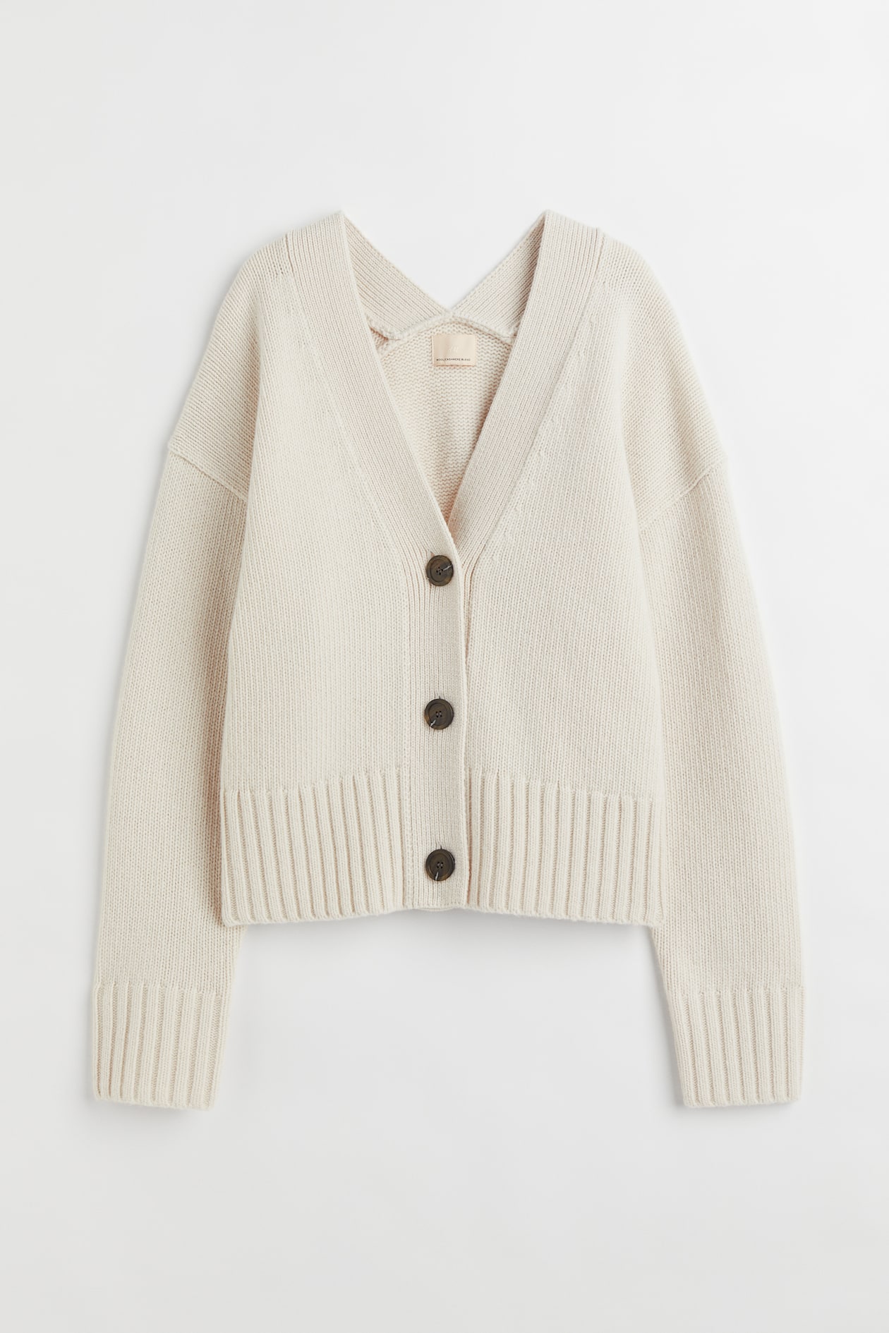 Knitted wool cardigan - V-neck - Long sleeve - White - Ladies | H&M GB