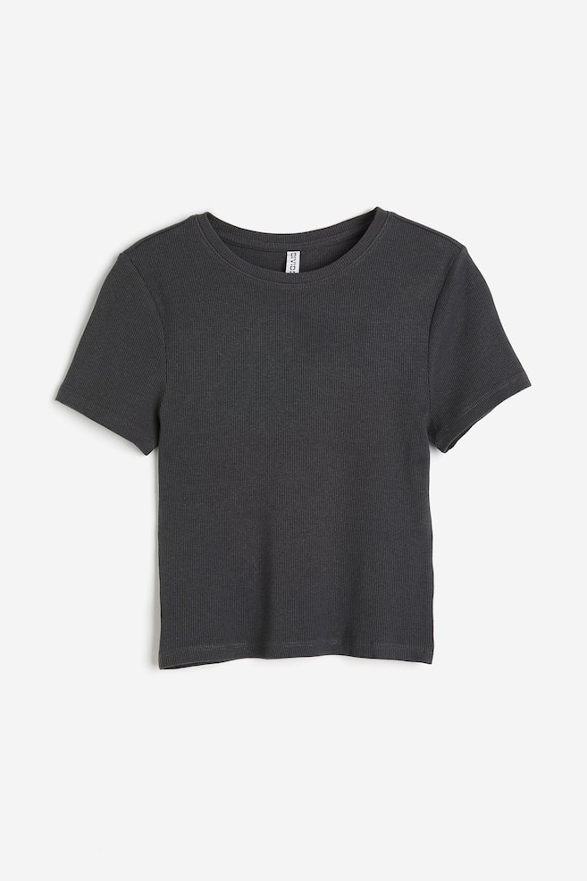 Fitted T-shirt - Dark gray/White/Black/Black/Light peach pink - 1